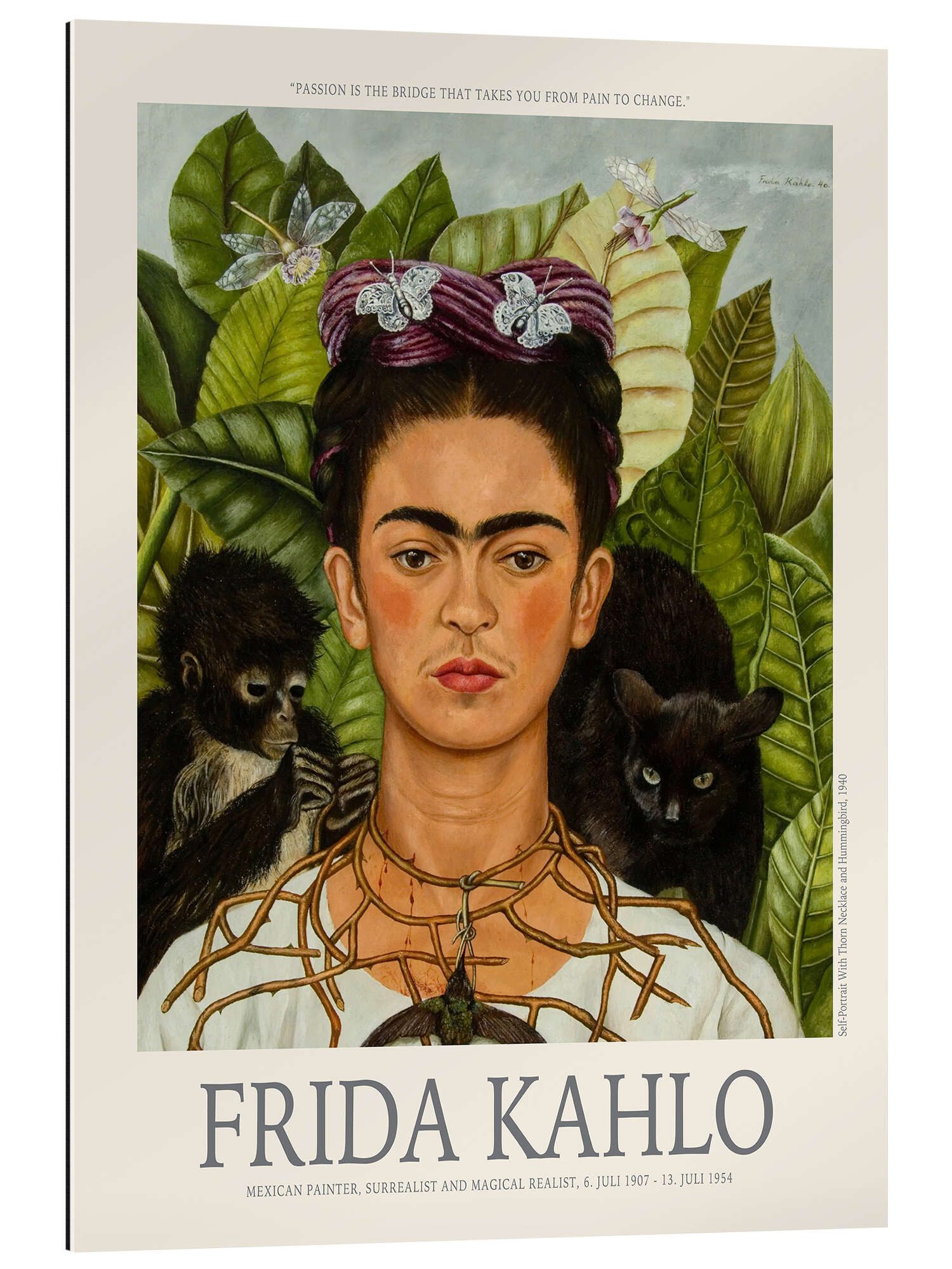 Wandbild Selbstporträt mit Dornkette und Kolibri, 1940 II