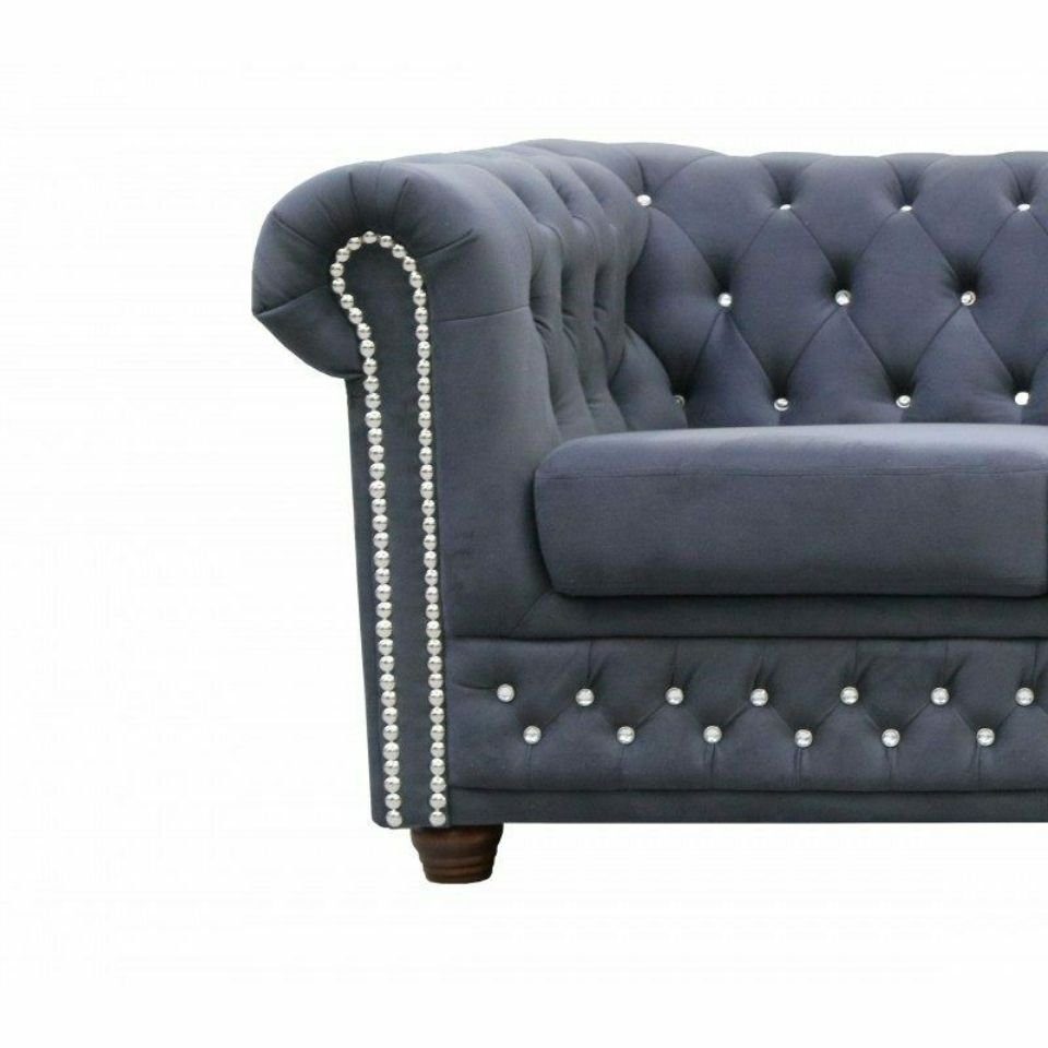 Grauer Couch Chesterfield JVmoebel Europe Luxus Möbel Dreisitzer in Sofa Made Polstermöbel, 3-Sitzer