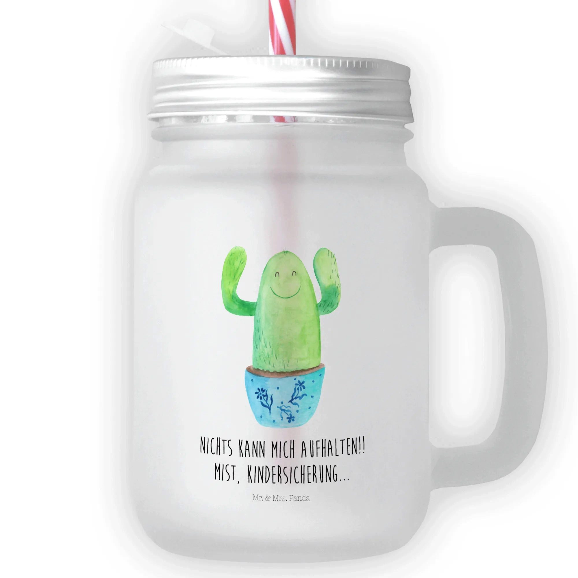 Cocktailglas Kaktus Happy - Transparent - Geschenk, Mason Jar Glas, lustig, Kaktee