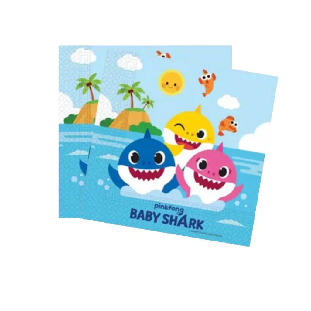 Baby Shark Einweggeschirr-Set Baby Partyset Personen Deko Geburtstag 36tlg. (36-tlg), Set 8 Shark