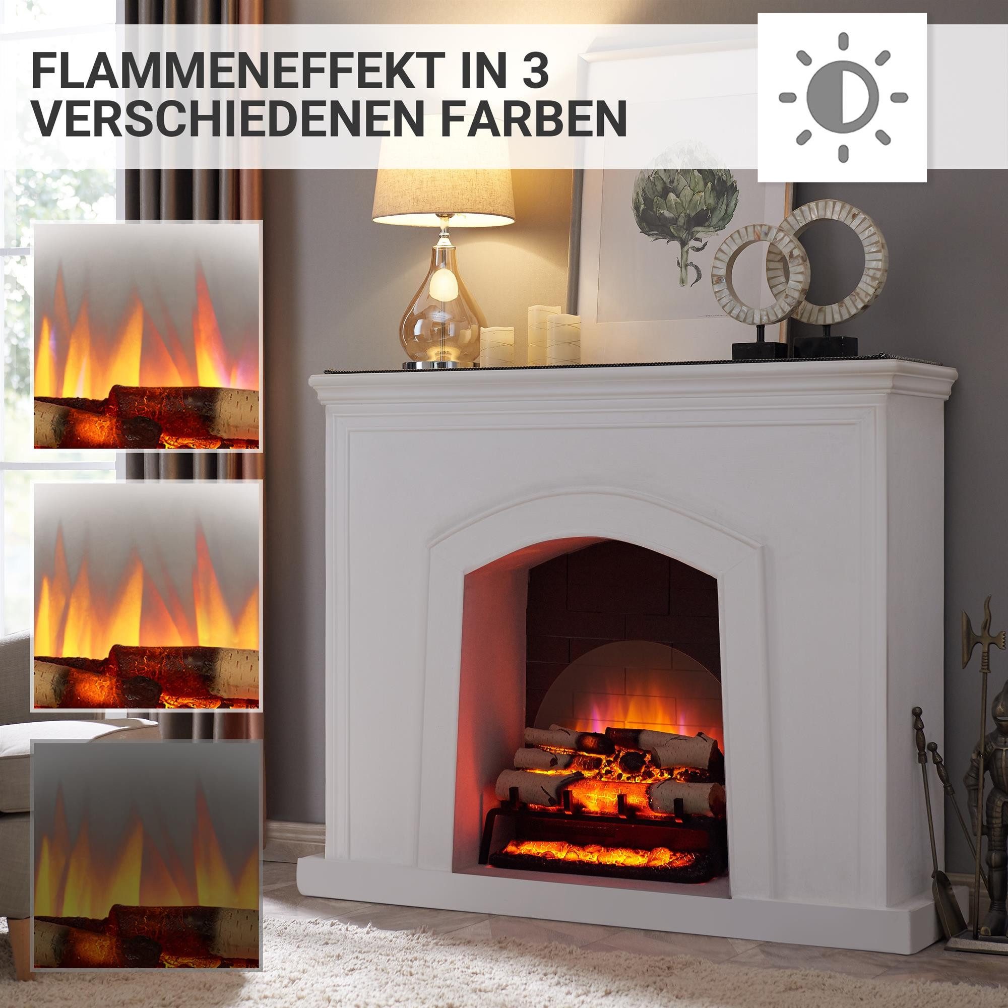 Balderia Elektrokamin Elektrokamin Einbaukamin BALDERIA Lily – Heizung bis 1500 W, schwarz, Elektrischer Kamineinsatz: 3D LED-Flamme, 750–1500 W