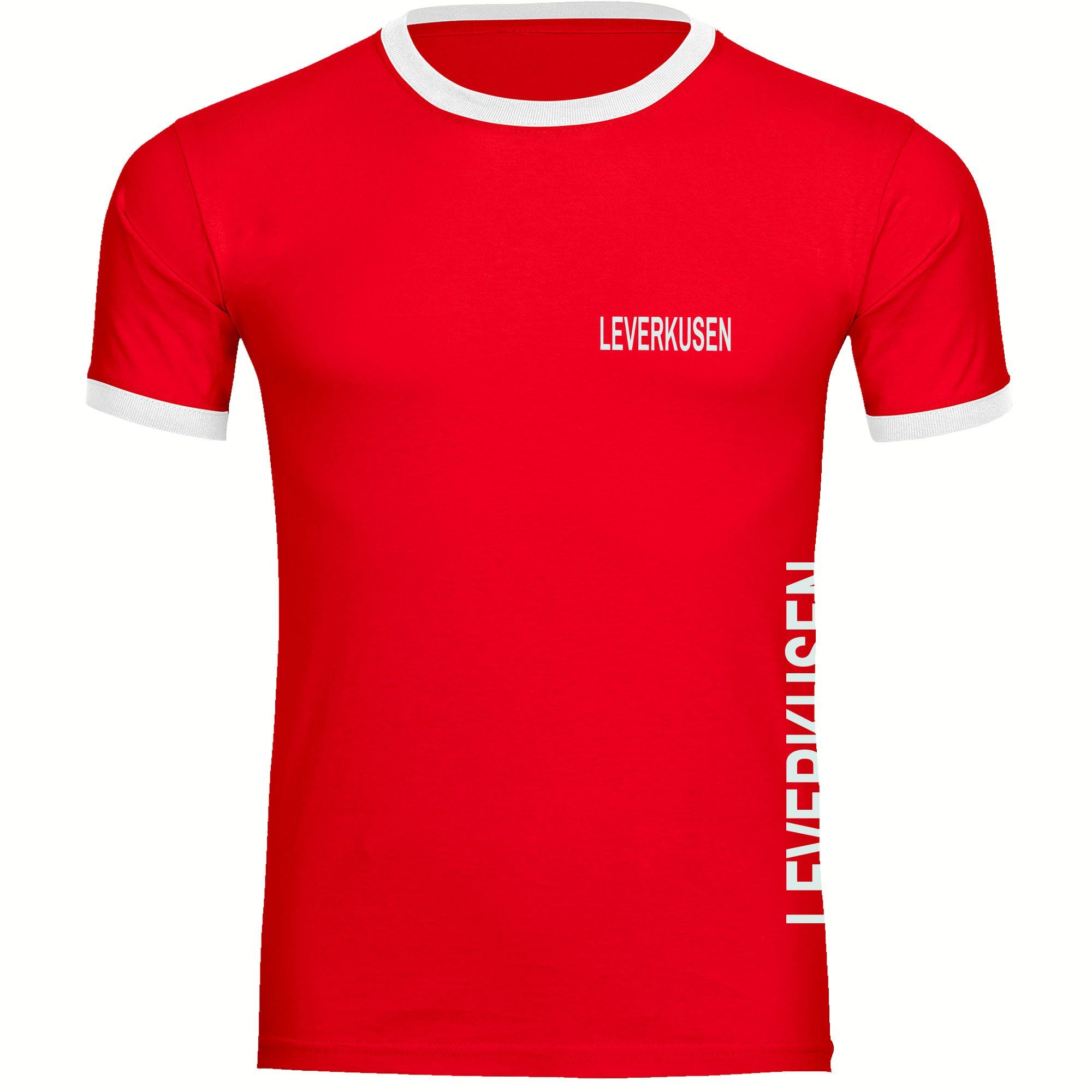 multifanshop T-Shirt Kontrast Leverkusen - Brust & Seite - Männer