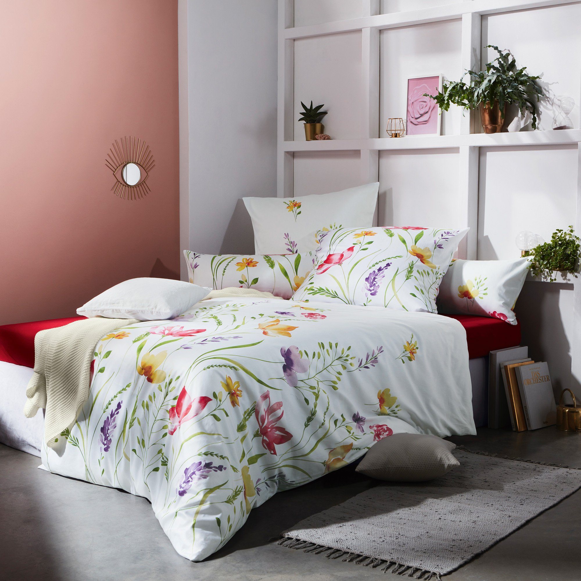 REDBEST Bettwäsche Bettwäsche, Mako-Satin, Satin Blumen