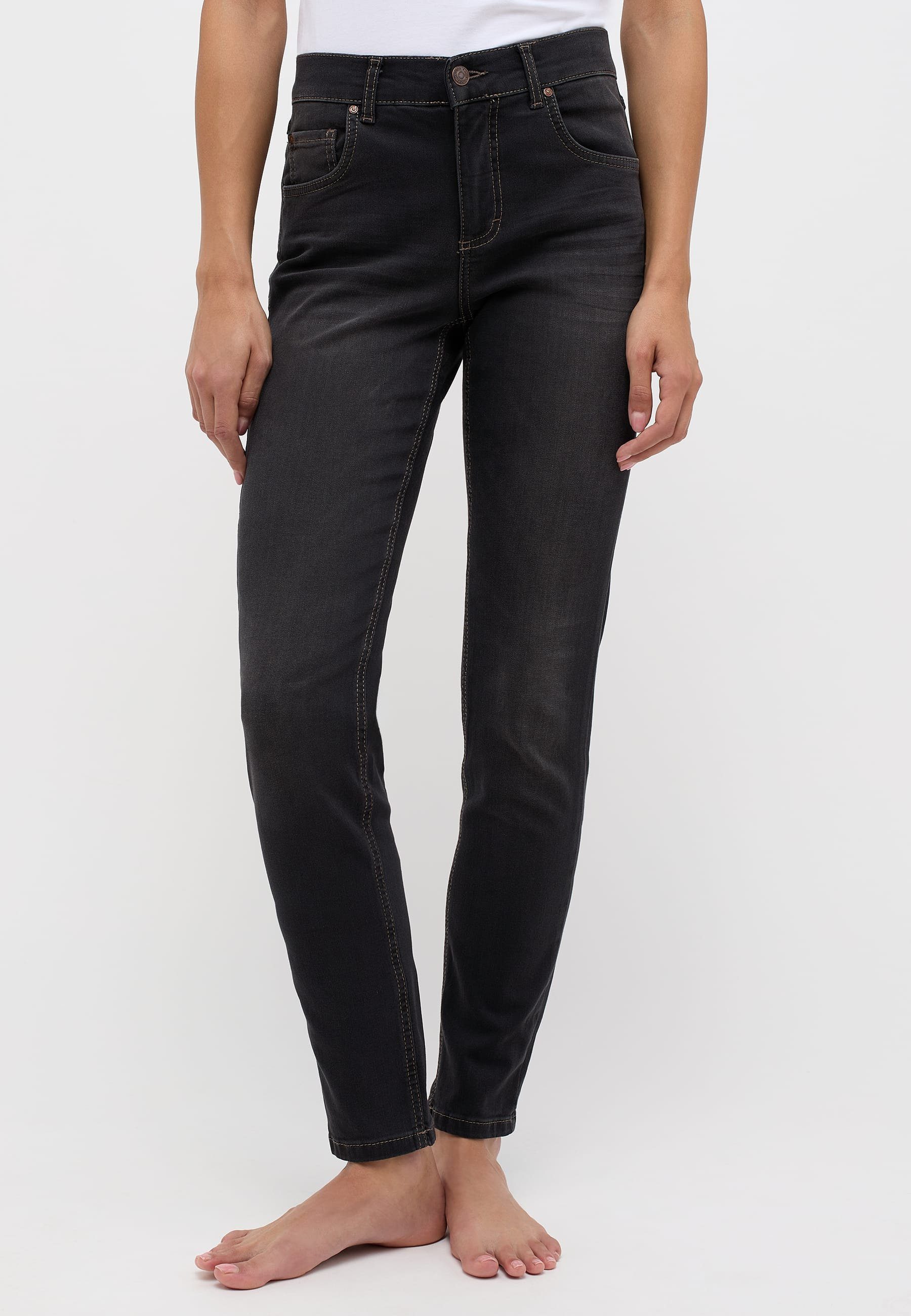 ANGELS Slim-fit-Jeans Jeans Skinny mit authentischem Denim mit Label-Applikationen anthrazit