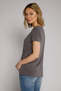 Gina Laura Rundhalsshirt T-Shirt V-Ausschnitt Smok Blende Halbarm