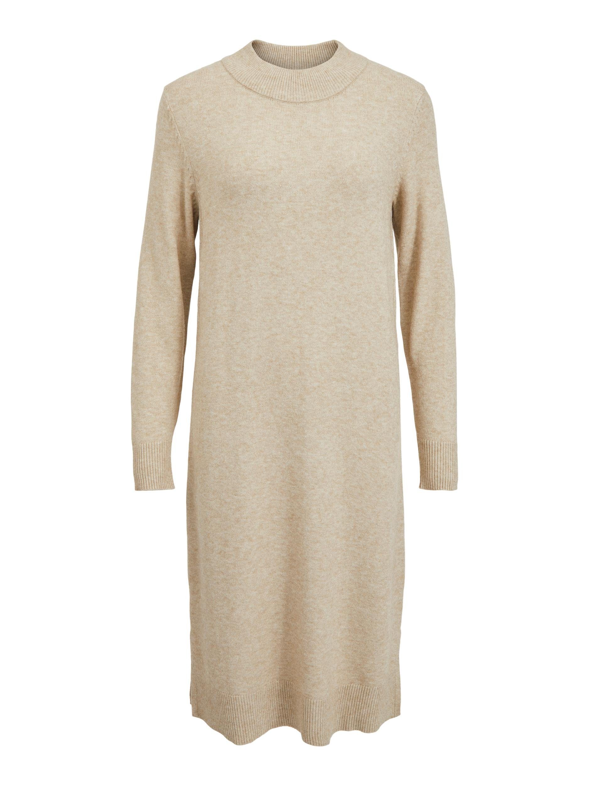 Vila Strickkleid VIRIL CREW NECK MIDI L/S NOOS DRESS - Melange Natural