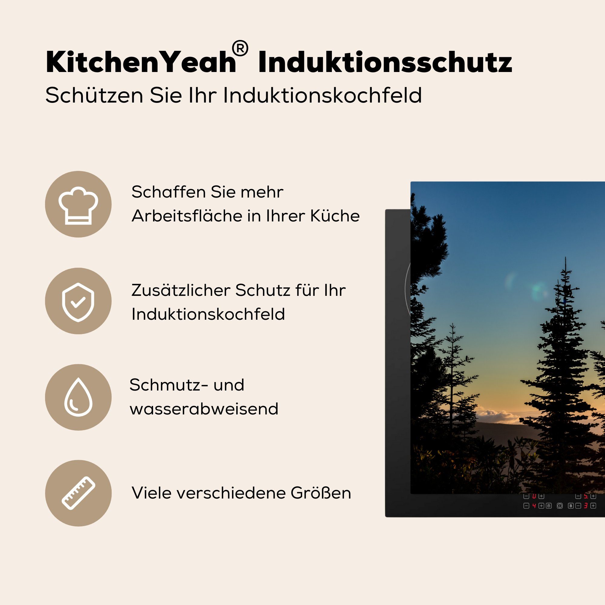 (1 Herdblende-/Abdeckplatte 81x52 tlg), Nationalforst, Sunrise MuchoWow die für küche, cm, Schutz Ceranfeldabdeckung Vinyl, Induktionskochfeld