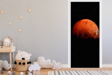MuchoWow Türtapete Der halb verdunkelte Mars am Himmel, Matt, bedruckt, (1 St), Fototapete für Tür, Türaufkleber, 75x205 cm