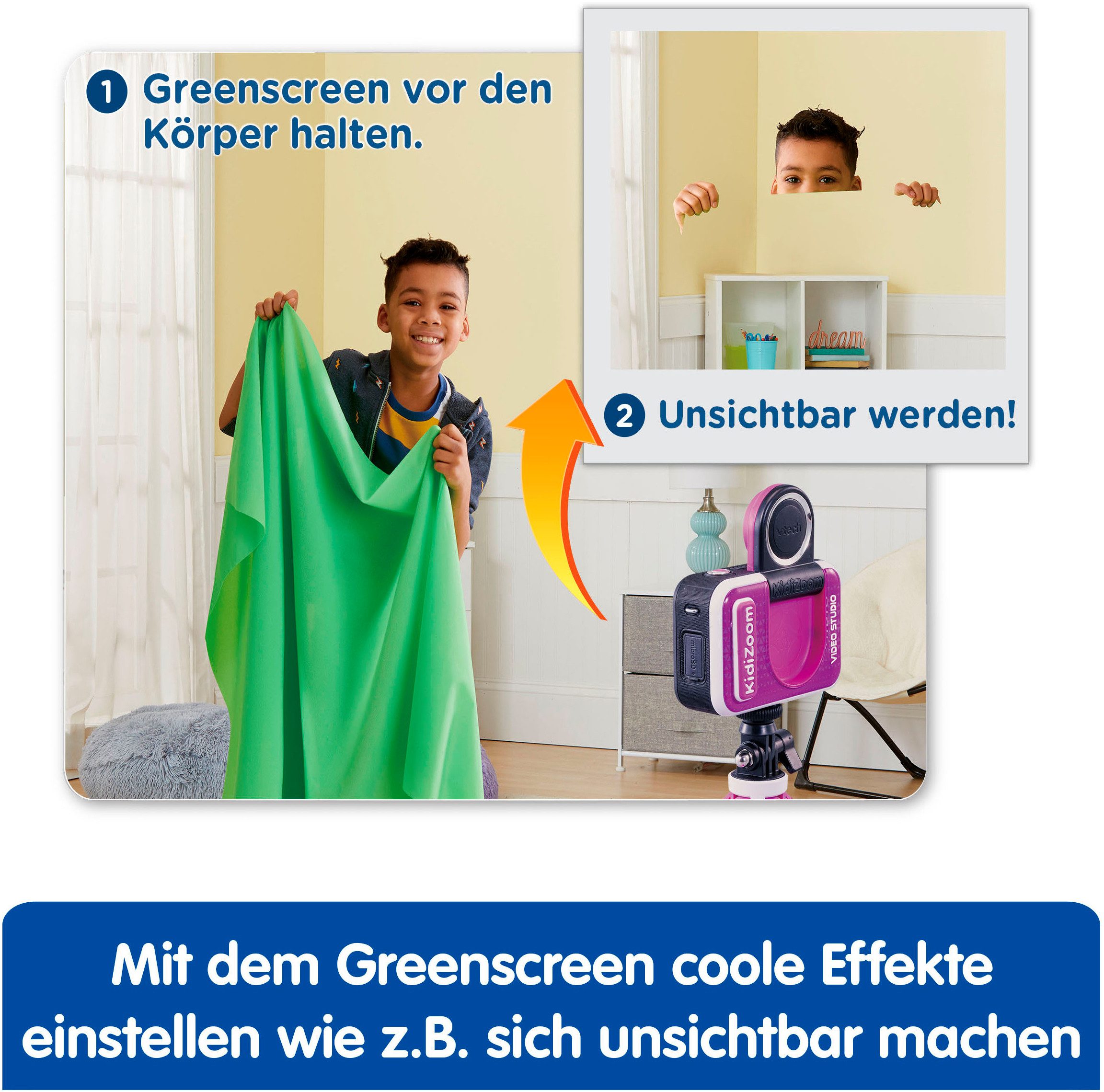 Vtech® KidiZoom Video Studio HD lila Kinderkamera (5 MP, inkl. Selfie-Funktion und Ministativ)
