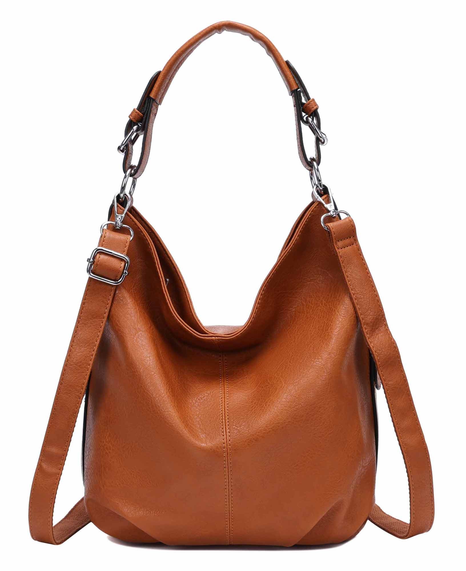 ITALYSHOP24 Schultertasche DAMEN SHOPPER Hobo Bag Umhängetasche Handtasche City Bag Cross-Over (Spar-Set: Henkel Tasche mit Schultergurt, Workbag Leder Optik, 2-tlg., mit Henkel und Schultergurt), Damentasche Freizeit Abend Leder Optik Henkeltasche Reise Crossbody