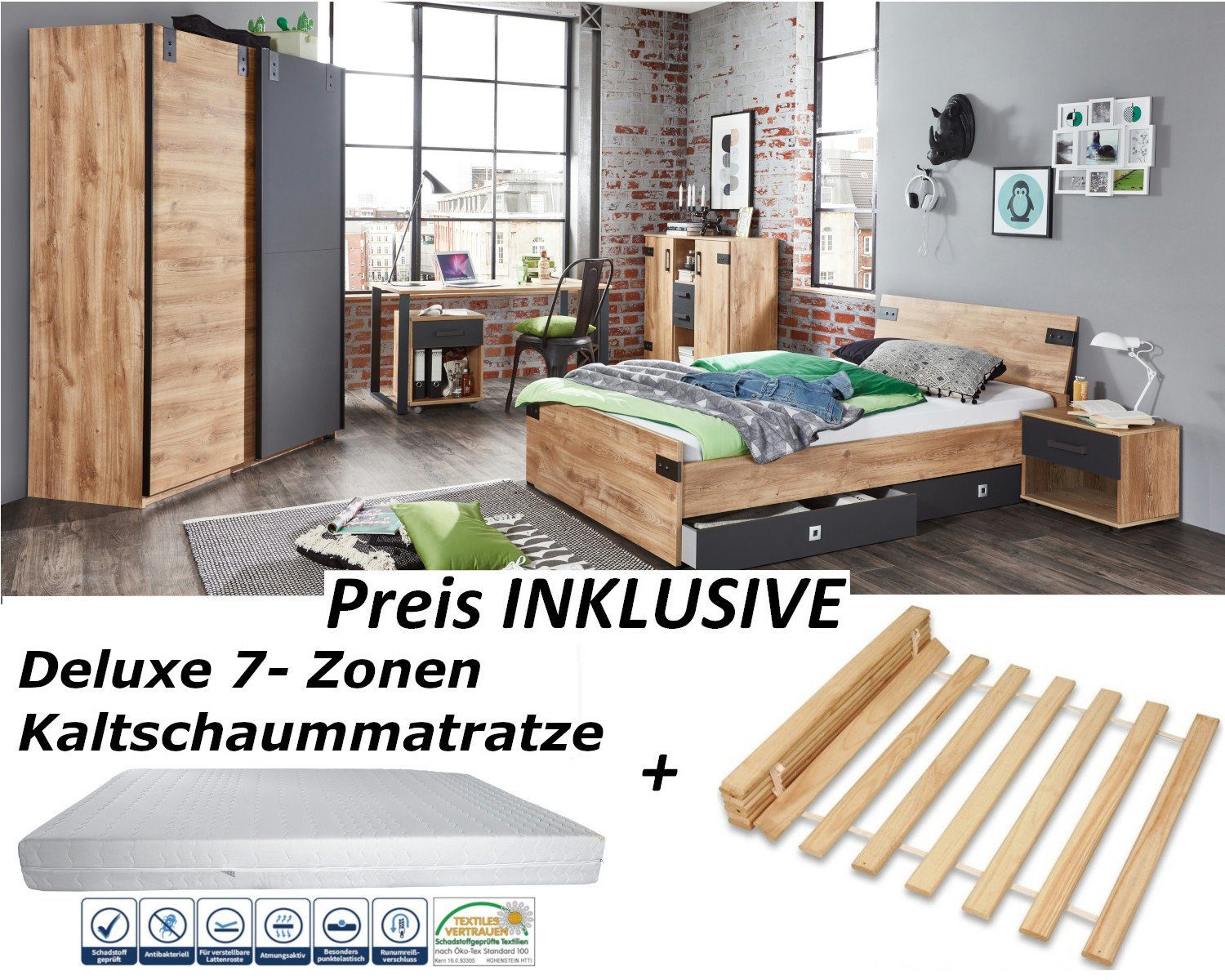 möbel-direkt.de Jugendzimmer-Set Liverpool, (Komplett Set, 9-tlg., günstig online kaufen