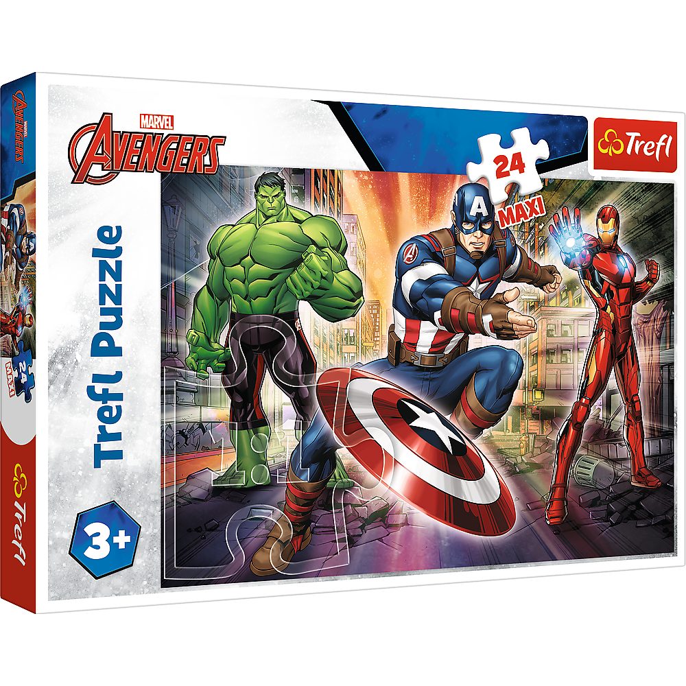 Trefl Puzzle Kinderpuzzle Legespiel Superhelden, 24 Puzzleteile, 24 MAXI-Teile, Marvel Avengers, 60x40 cm Bild