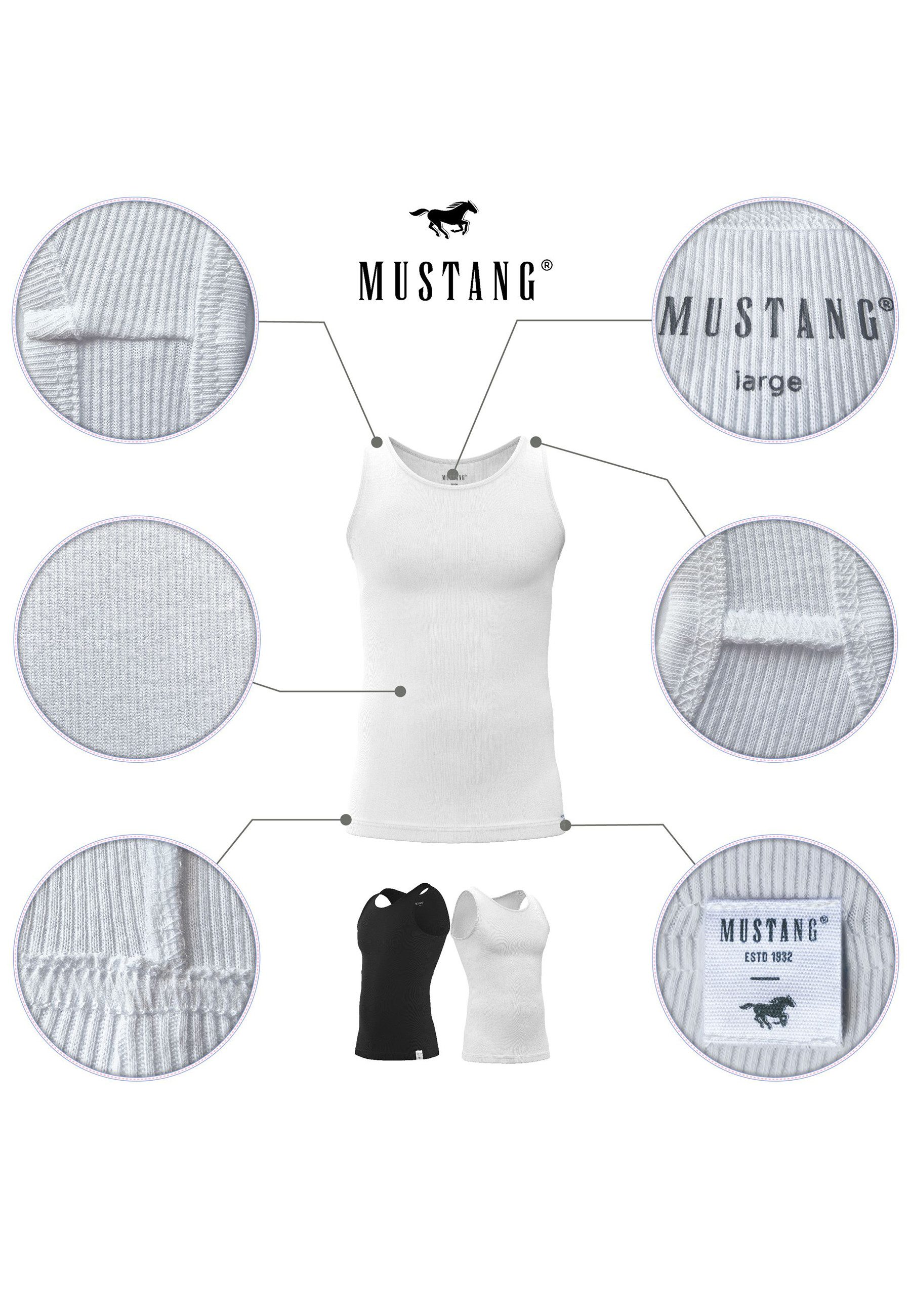 MUSTANG Unterhemd Worker Rib Unterhemd Achselshirt Doppelripp (Spar-Set, 2-St) OEKO-TEX® Standard