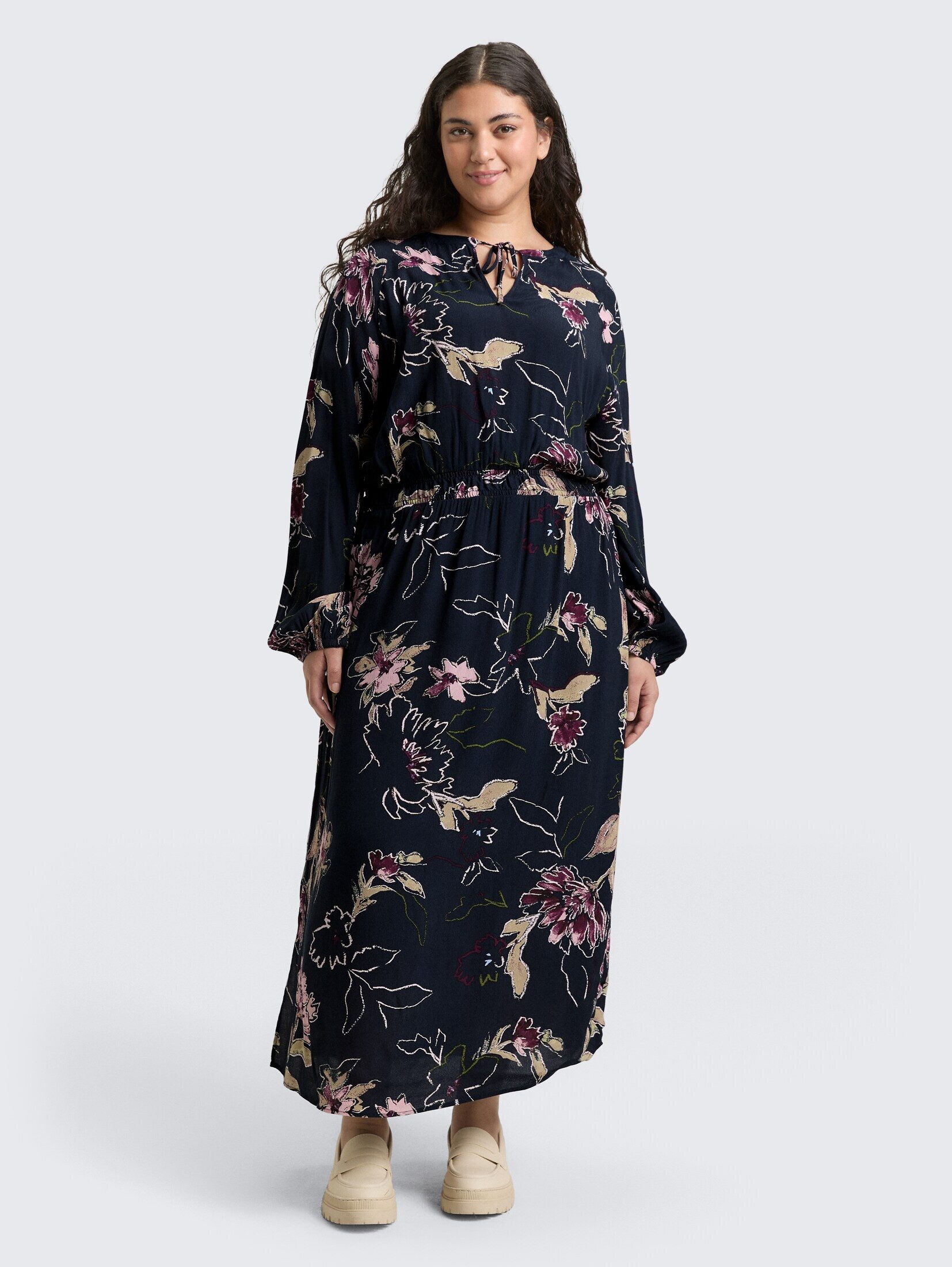 TOM TAILOR PLUS Sommerkleid Plus Size - Maxi-Kleid mit Blumenmuster Plus Size - Maxi-Kleid mit Blumenmuster