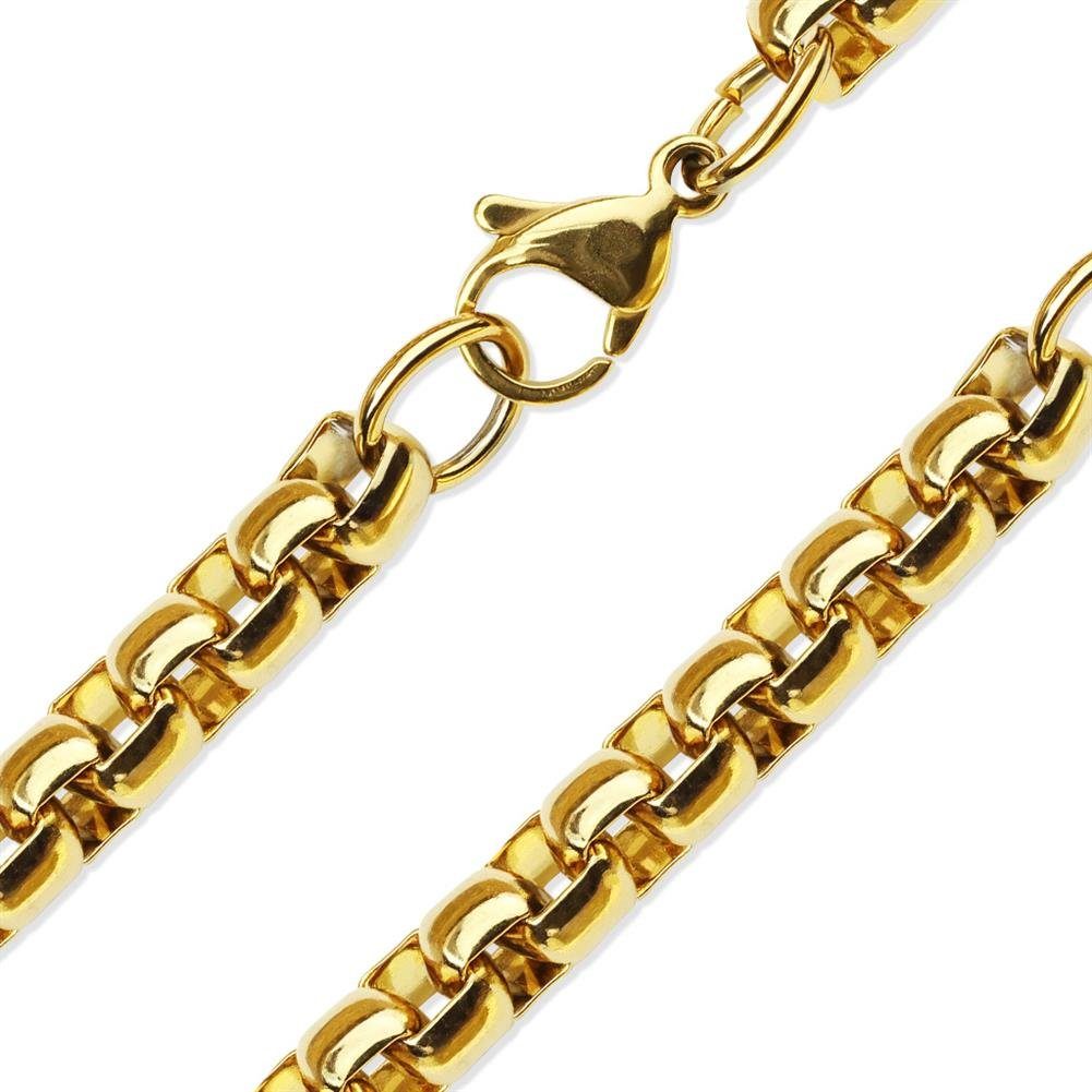 BUNGSA Goldkette Venezianerkette Gold 6 mm aus Edelstahl Unisex (1-tlg), Halskette Necklace