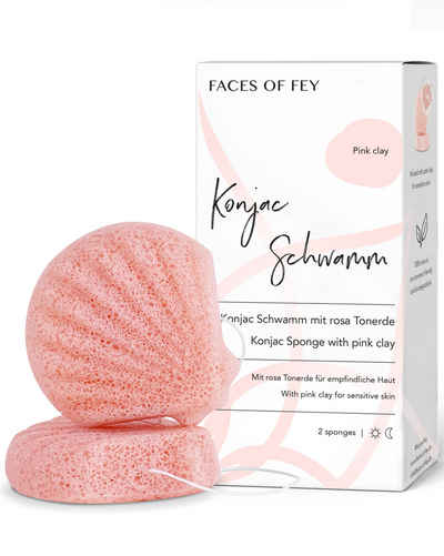 FACES OF FEY Gesichtsreinigungsschwamm Konjac Sponge, Sanfte Reinigungsschwämme - 100% biologisch abbaubar