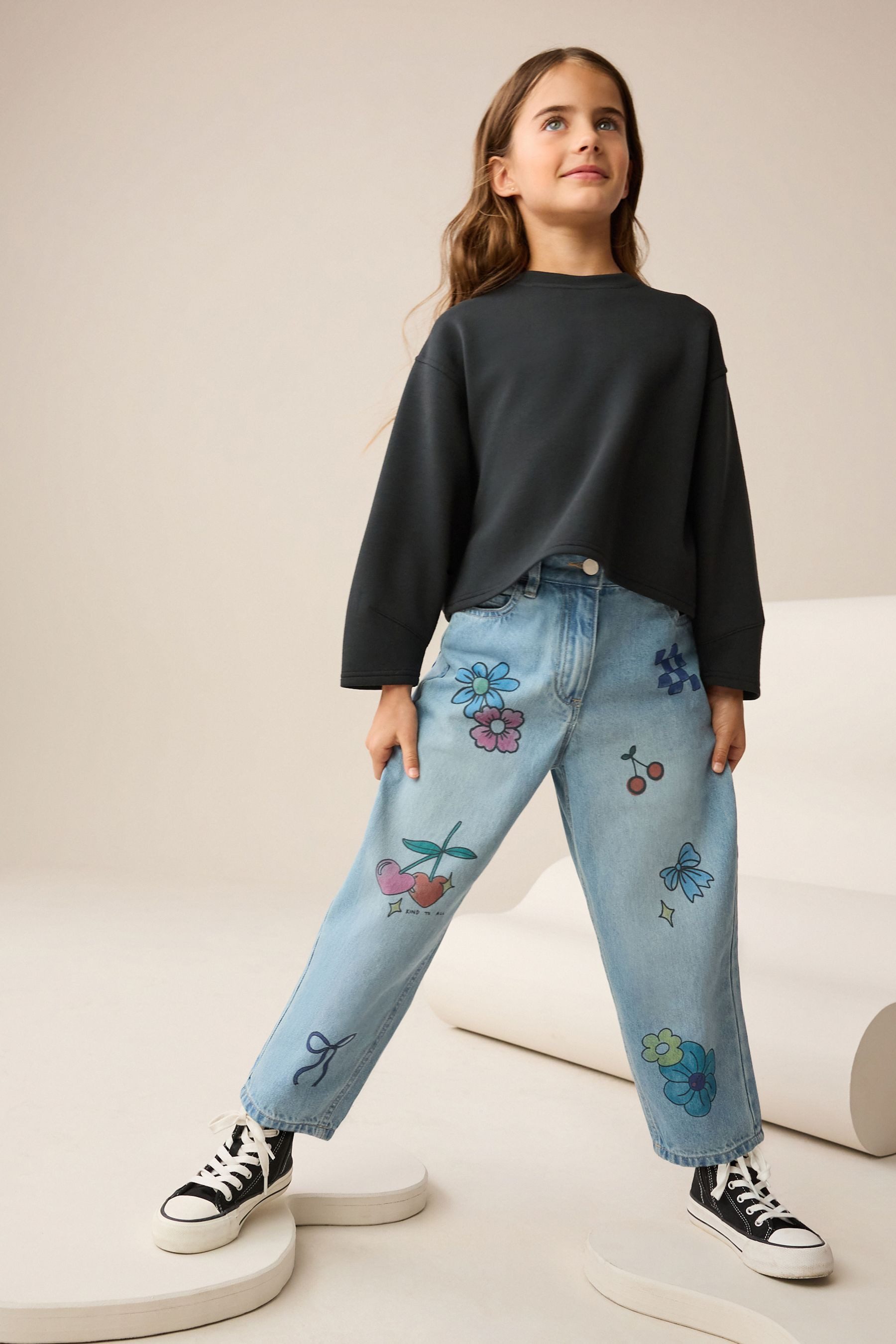Next Gerade Jeans Jeans mit Doodle-Print (1-tlg)