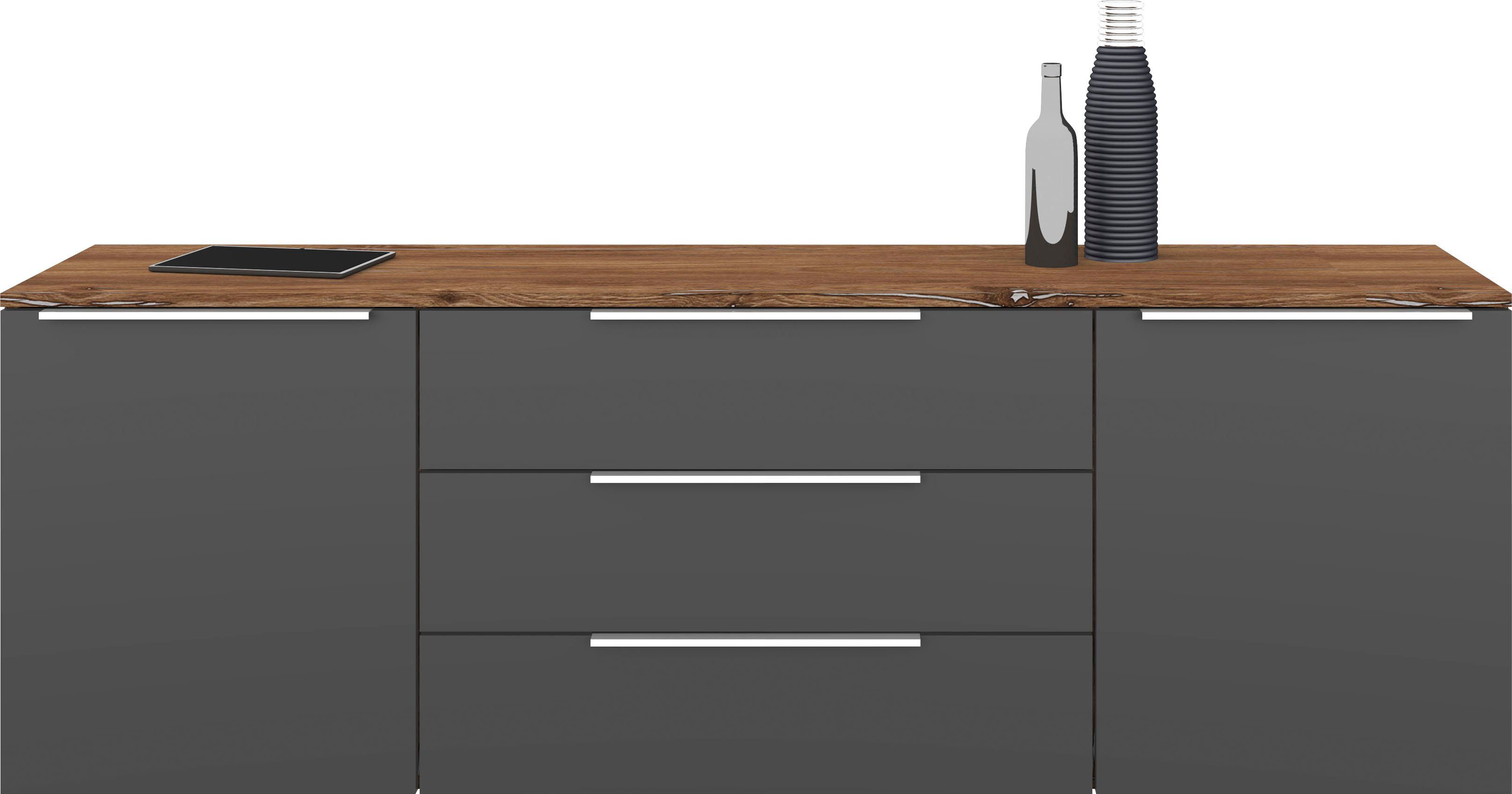 borchardt Möbel Sideboard Oliva, hängend oder stehend mit Metallgriffen, Breite 166 oder 200cm, 2 Türen 3 Schubfächer