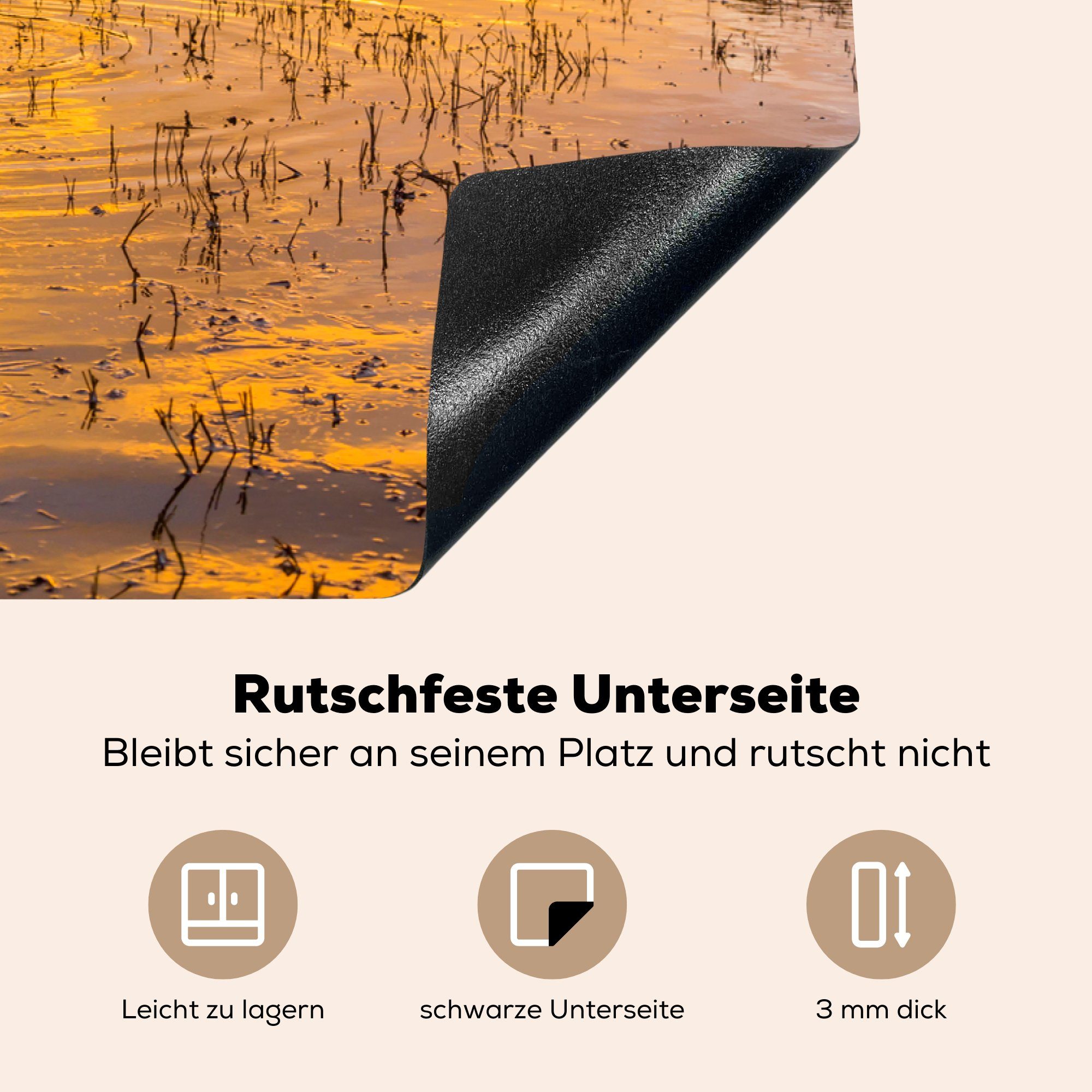 die Schutz für der Camargue, Pferde Ceranfeldabdeckung (1 bei trinken Induktionskochfeld Vinyl, cm, Herdblende-/Abdeckplatte Sonnenuntergang küche, in 81x52 tlg), MuchoWow