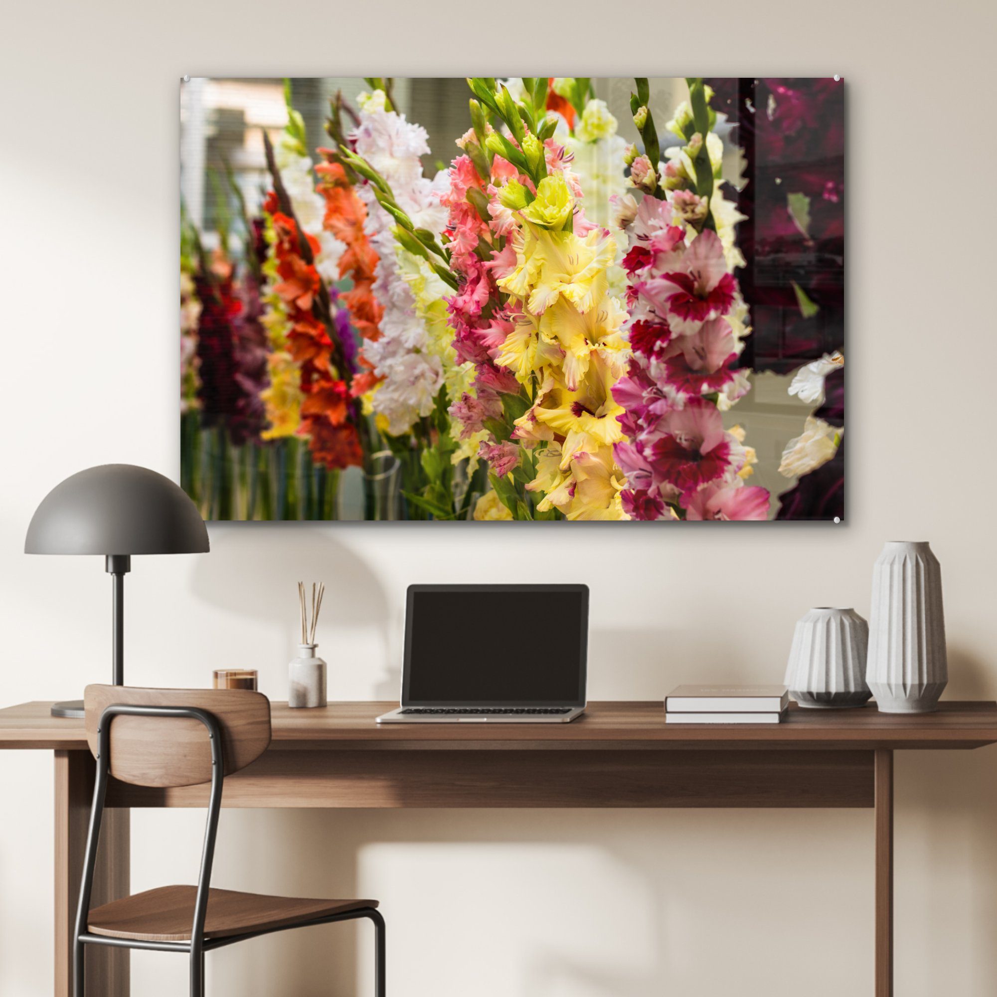 Gladiolen (1 - Farben, Wohnzimmer & MuchoWow - Blumen Schlafzimmer Acrylglasbilder Acrylglasbild St),