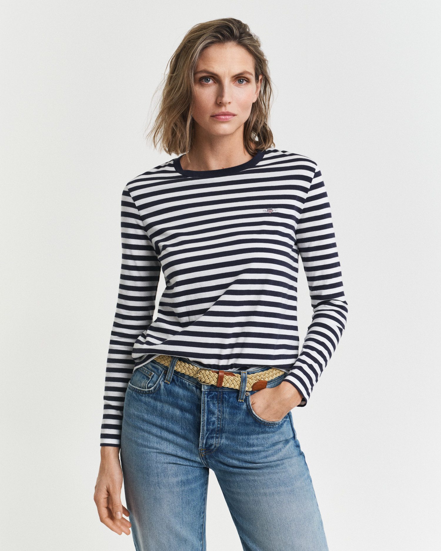 Gant Langarmshirt REGULAR STRIPED SHIELD Regular fit mit Rundhalsausschnitt