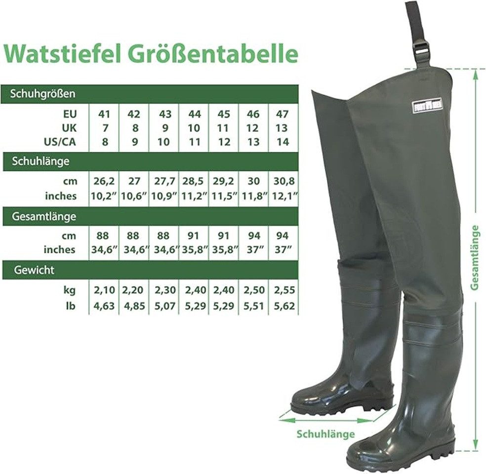 Fortmen Watstiefel Herren Anglerhose mit Stiefel wasserdichte Wathose Fishi günstig online kaufen