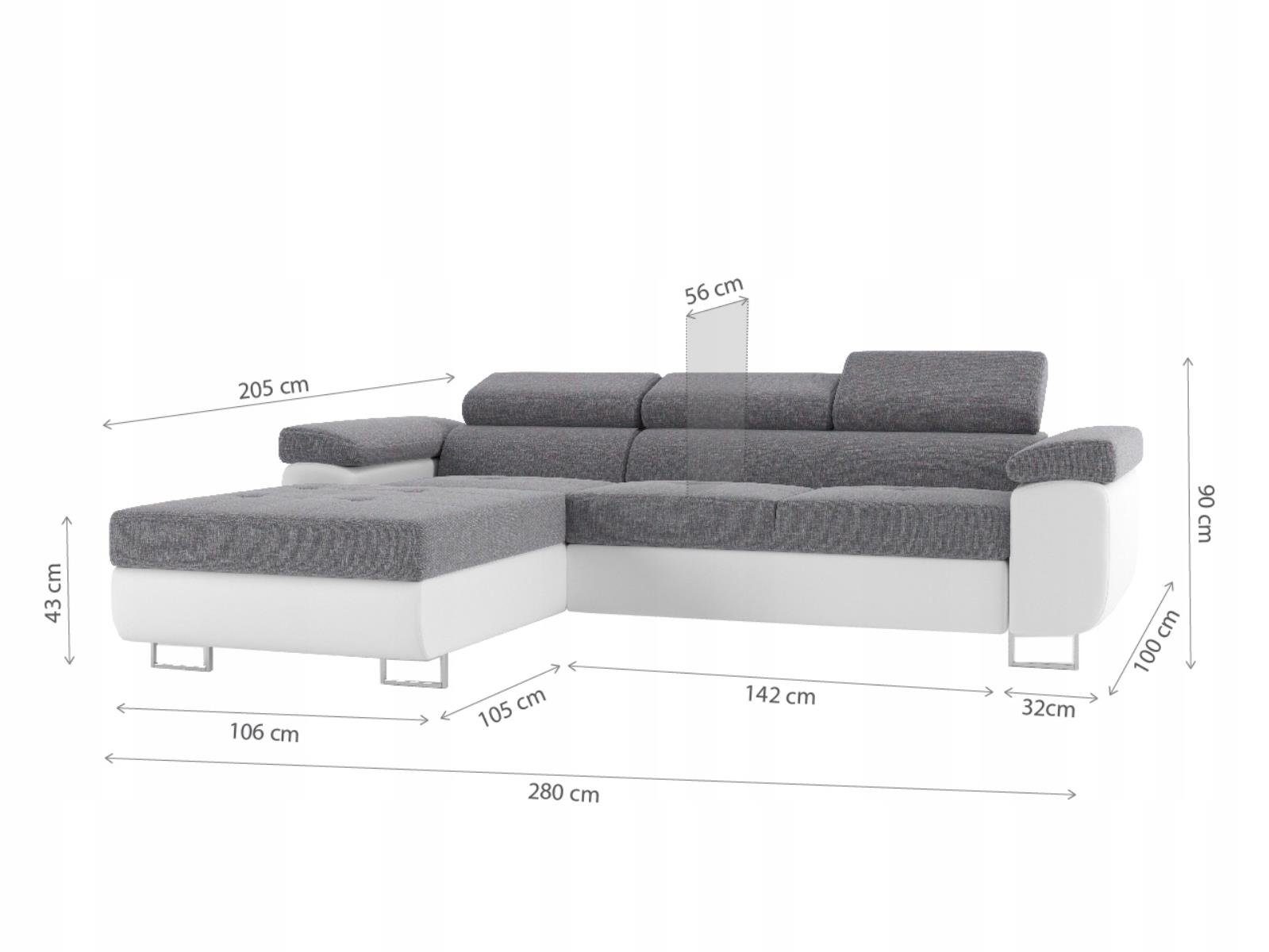 Alons, L-Form mit Beautysofa mit Wellenunterfederung Ecksofa Bettfunktion, Polsterecke, Bettkasten,