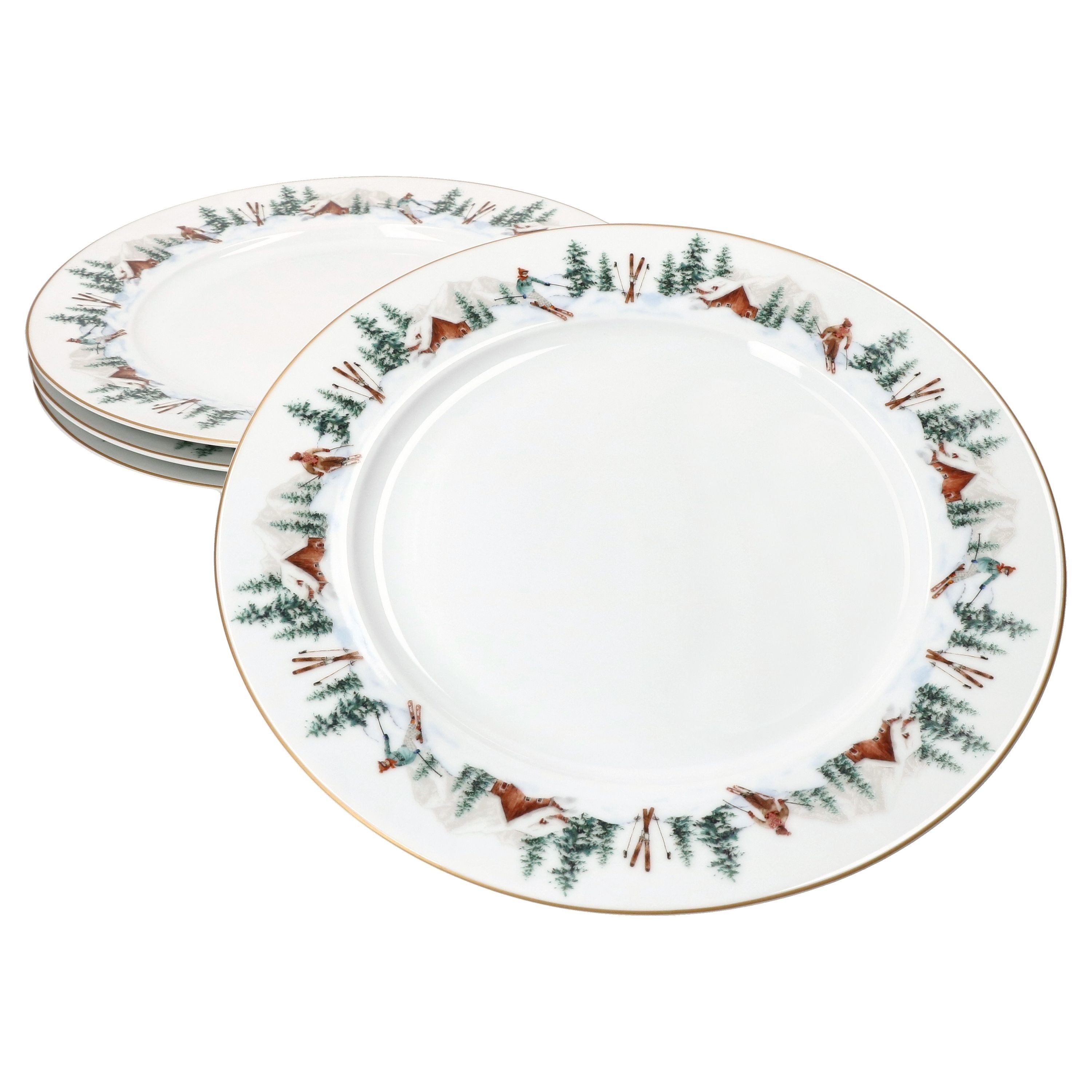 Speiseteller 4x Chalet Speiseteller Ø27,3cm Porzellan 4 Personen Platte groß