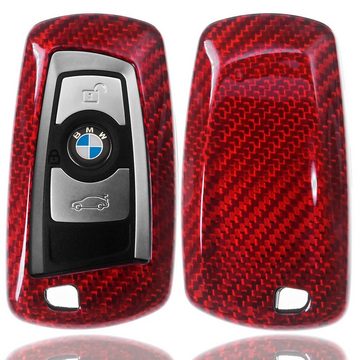 T-Carbon Schlüsseltasche Auto Schlüssel Carbon-Optik Schutz Hülle Rot, für BMW F20 F21 F22 F23 F30 F31 F34 F32 F26 F25 KEYLESS SMARTKEY