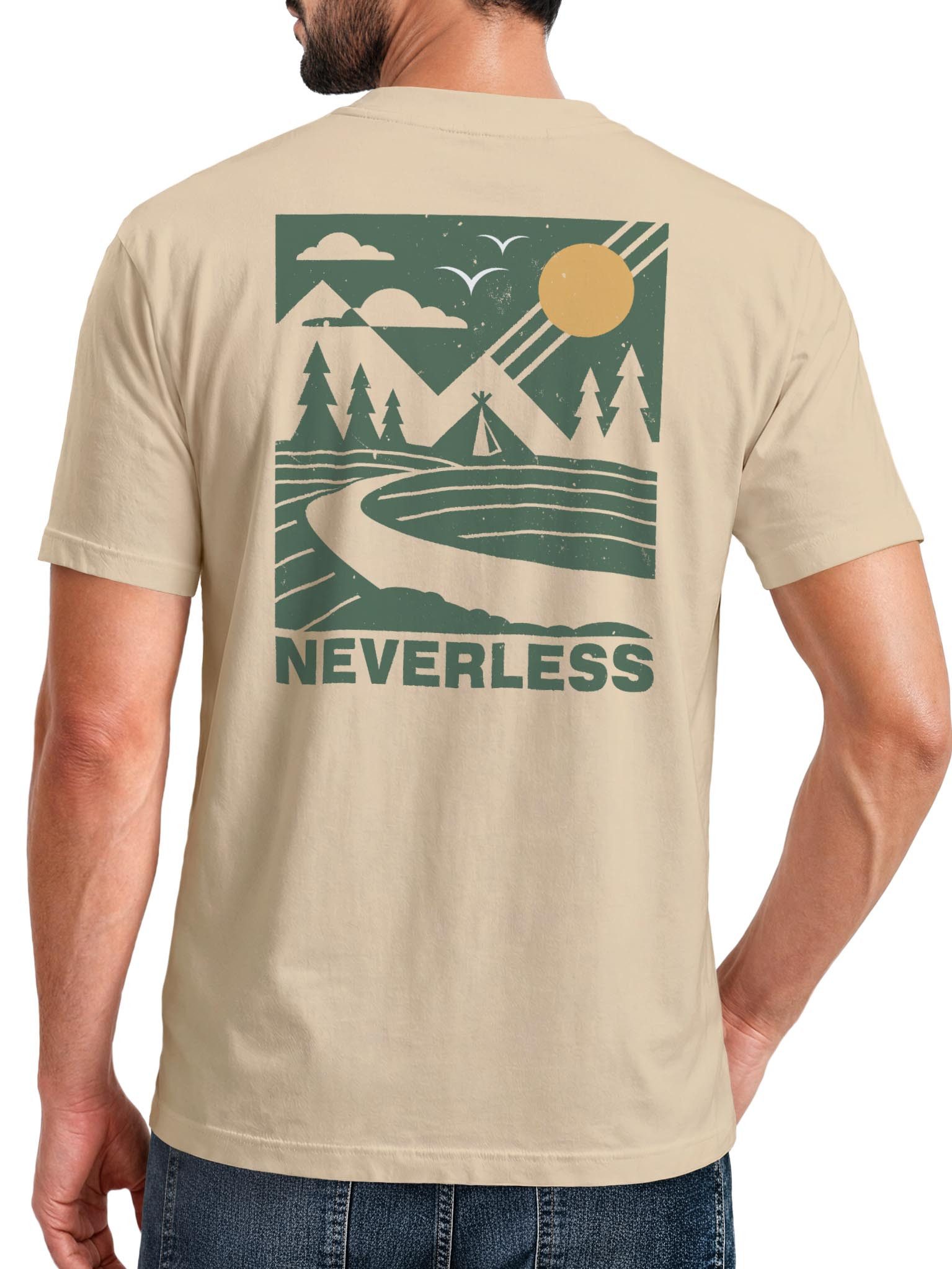 Print-Shirt Herren T-Shirt Backprint Berge Outdoor Wald Camping Rückenaufdruck