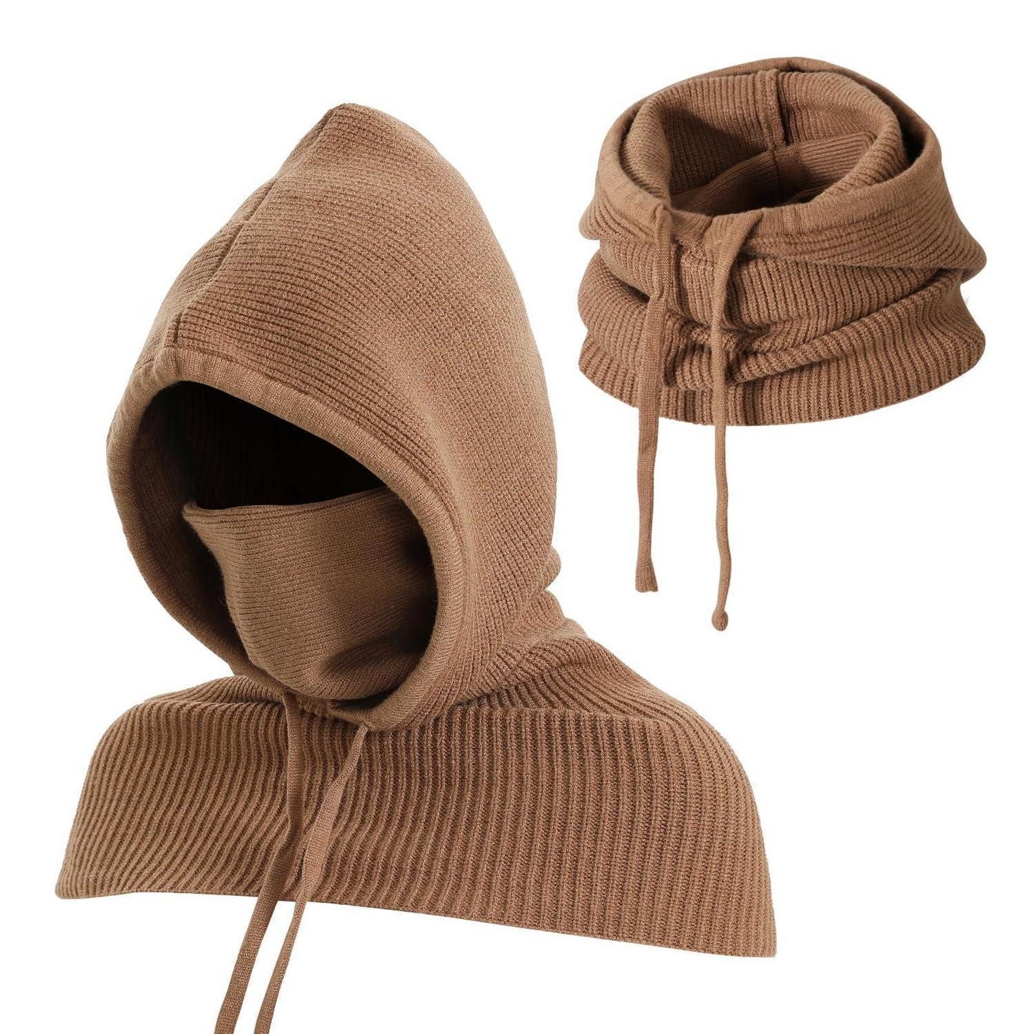 LuxusKollektion Sturmhaube Kapuzenschal 3in1 Sturmhaube Nackenwärmer Herren Damen Khaki