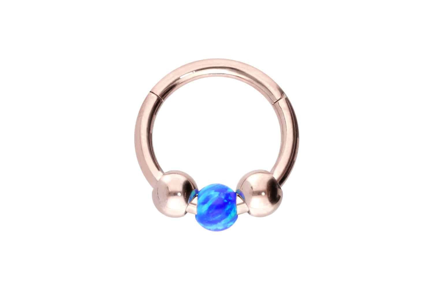 Piercing-Set Titan Segmentring Clicker SYNTHETISCHE OPALKUGEL