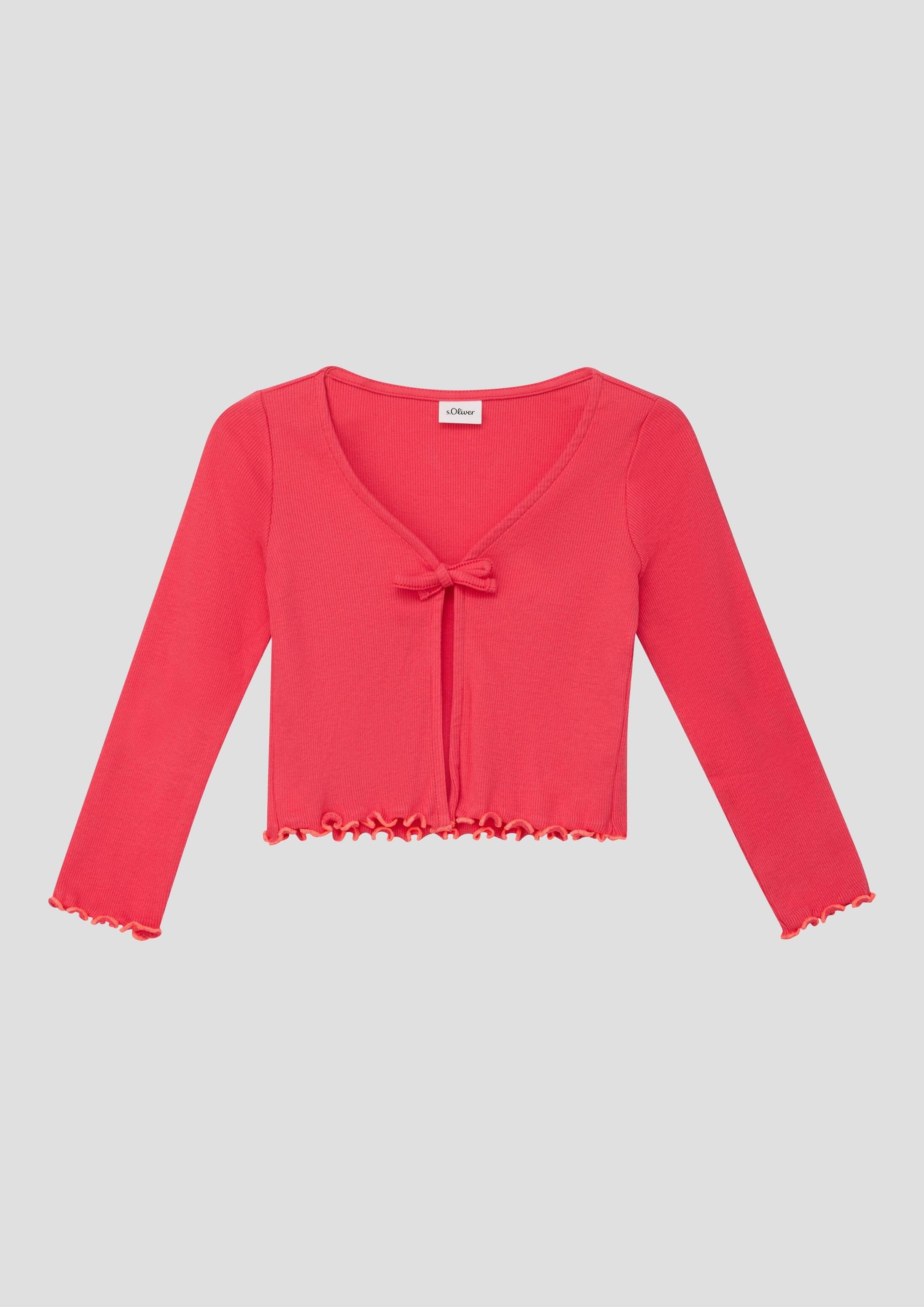 s.Oliver Cardigan Indoor-Jacke Weiche Rippjacke mit Bindeband und Konstrastdetails