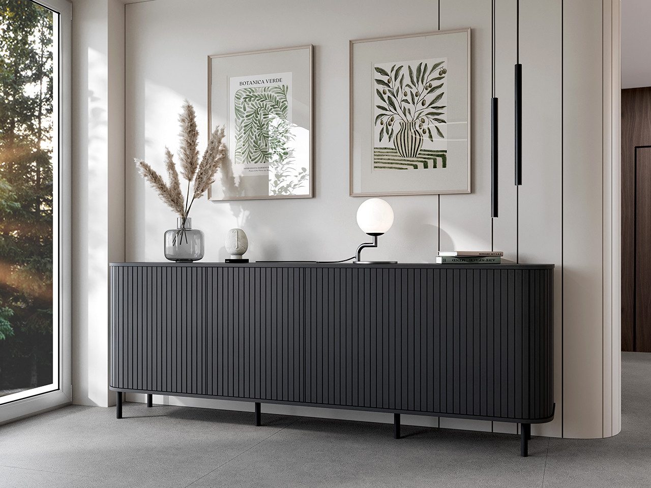 MOEBLINE Kommode Sideboard Beistellschrank 4DN ZILLO Schwarz