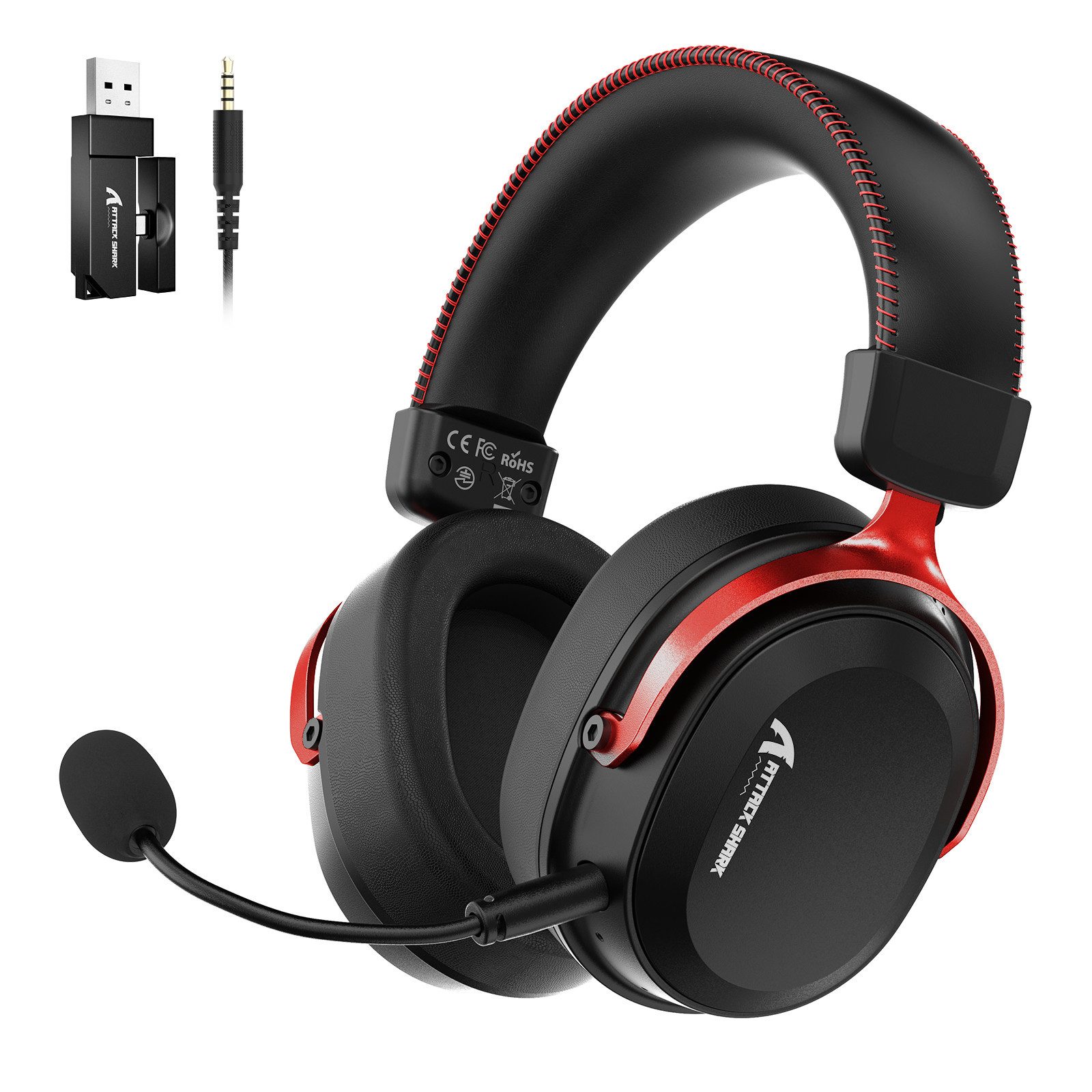 ATTACK SHARK L30PRO Kabelloses Gaming-Headset, 7.1-Sound, Tri-Modus, 50-mm-Treiber Gaming-Headset (Bluetooth, EQ,abnehmbares Mikrofon mit Rauschunterdrückung,integriertes Mikrofon)