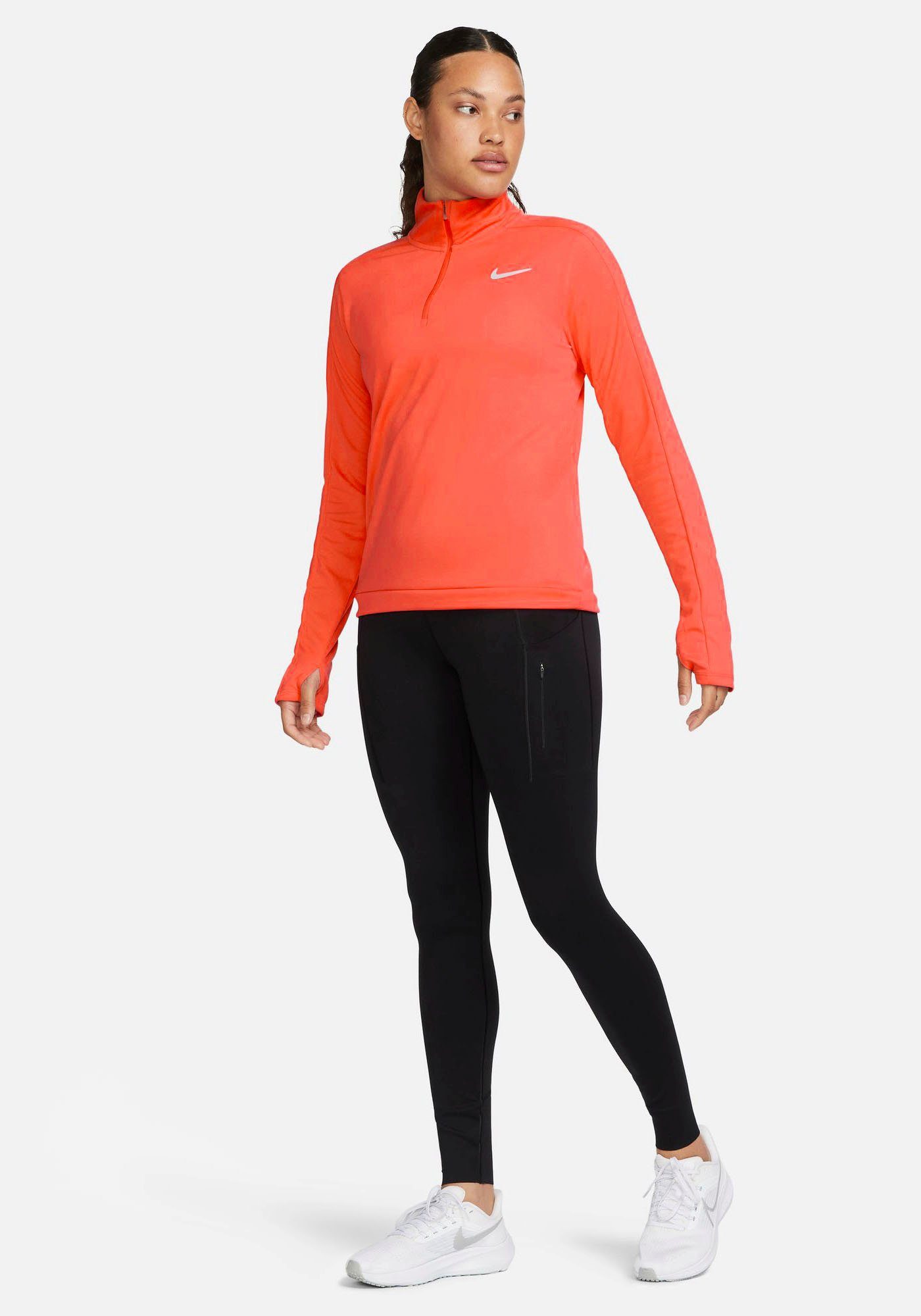 1/-ZIP Laufshirt PACER DRI-FIT Nike SILV PULLOVER GLOW/REFLECTIVE EMBER WOMEN'S