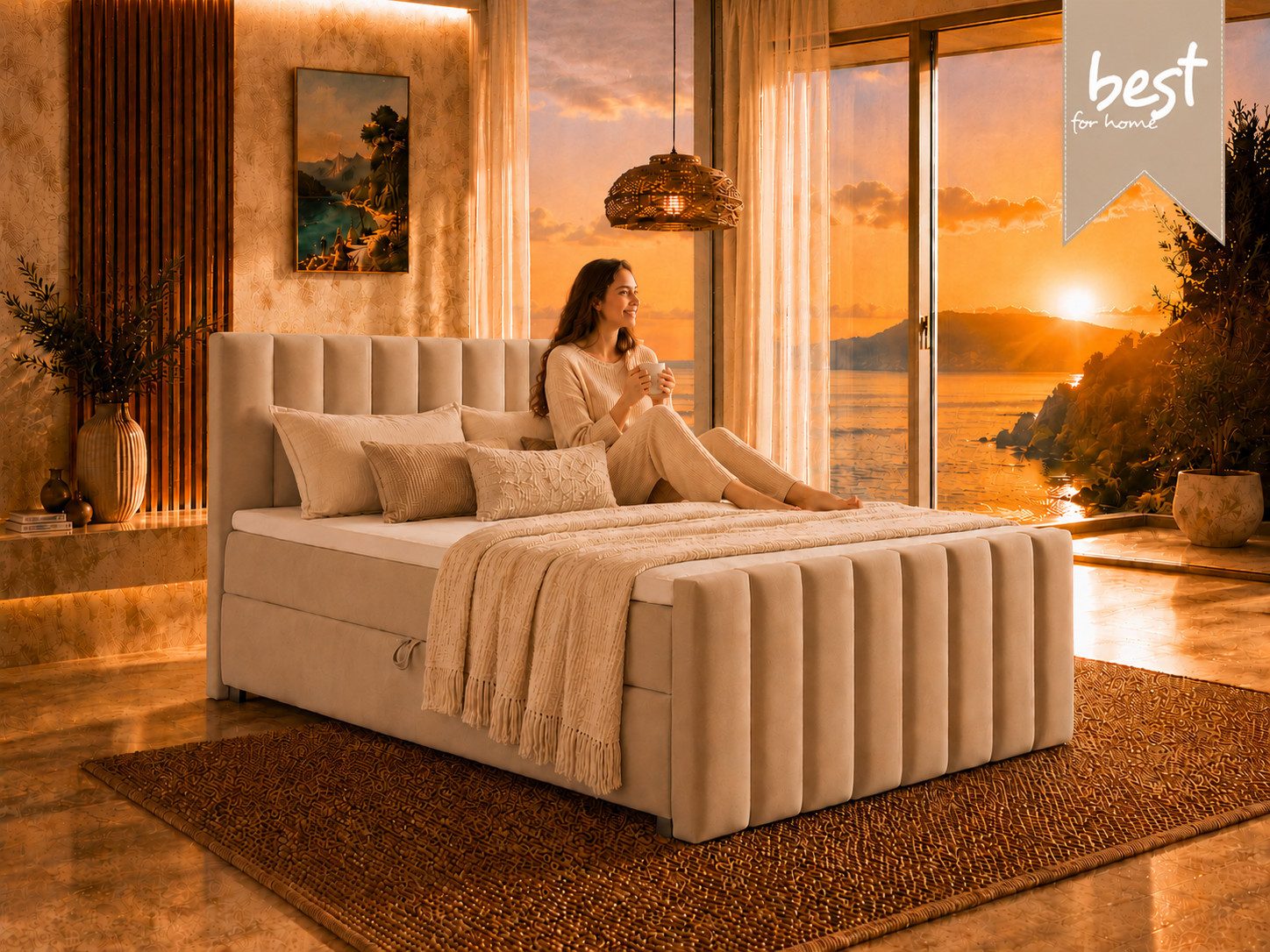 Best for Home Boxspringbett Trinity K10 mit Stauraum, Bonellmatratze & Komfort-Topper T30 (Boxspringbett-Set, 1-St., 140x200 160x200 180x200 200x200 cm), Ergonomischer Schlafkomfort, praktischer Stauraum
