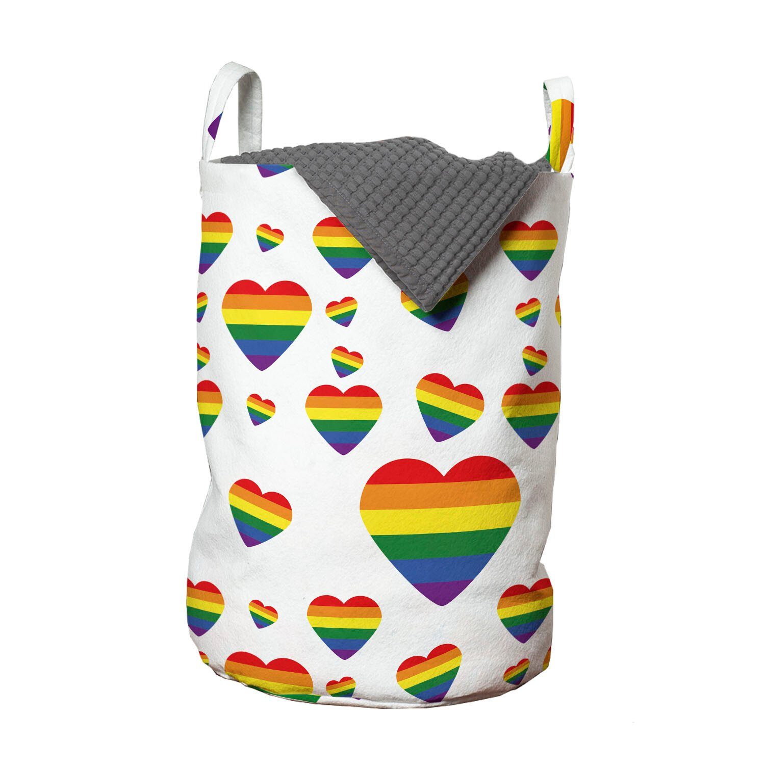 Abakuhaus Wäschesäckchen Wäschekorb mit Griffen Kordelzugverschluss für Waschsalons, Regenbogen LGBT Herz-Liebe ist Liebe