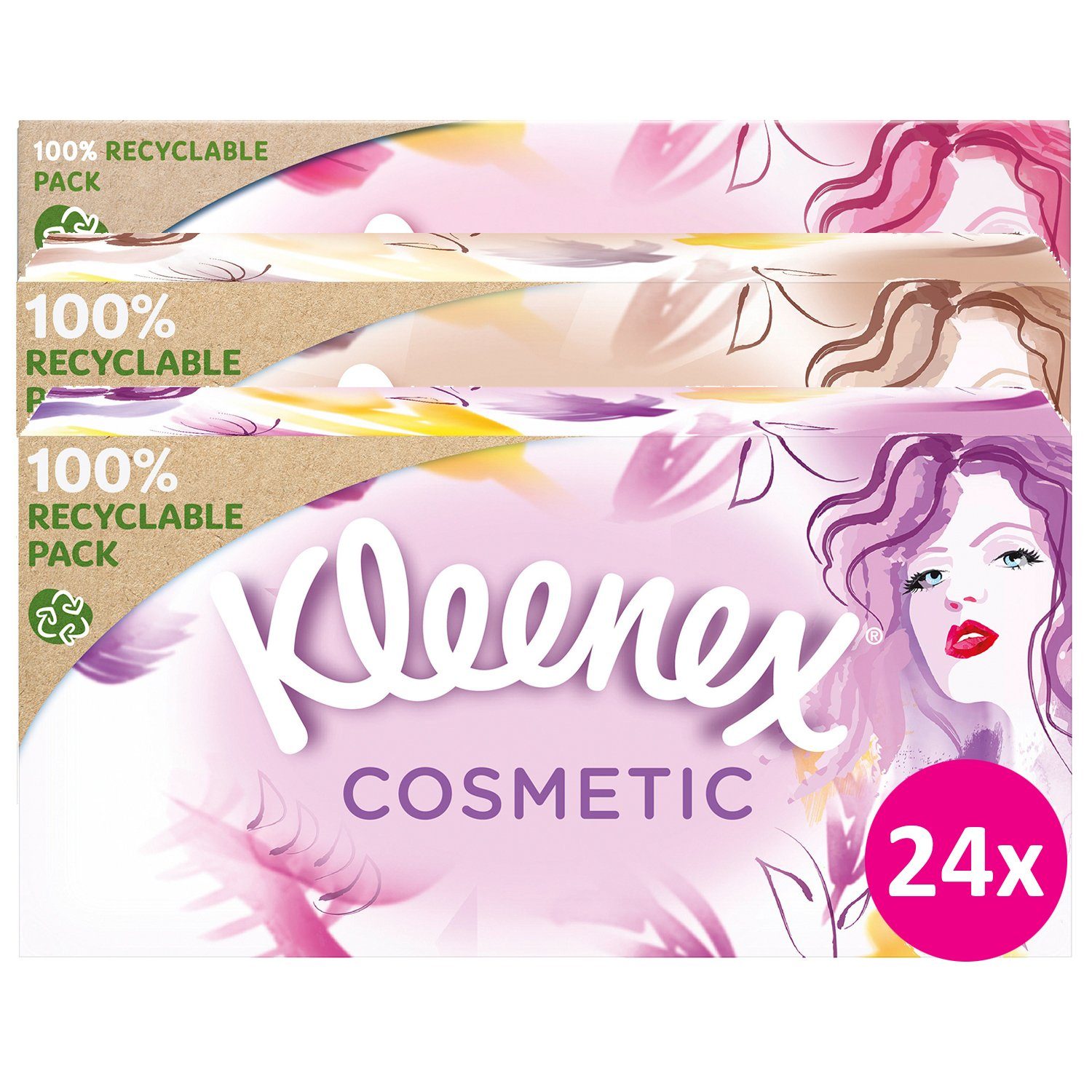 KLEENEX Салфетки для лица Cosmetic Салфетки для лица-Box extra-weich 3-lagig 24 Boxen x 80 Платки