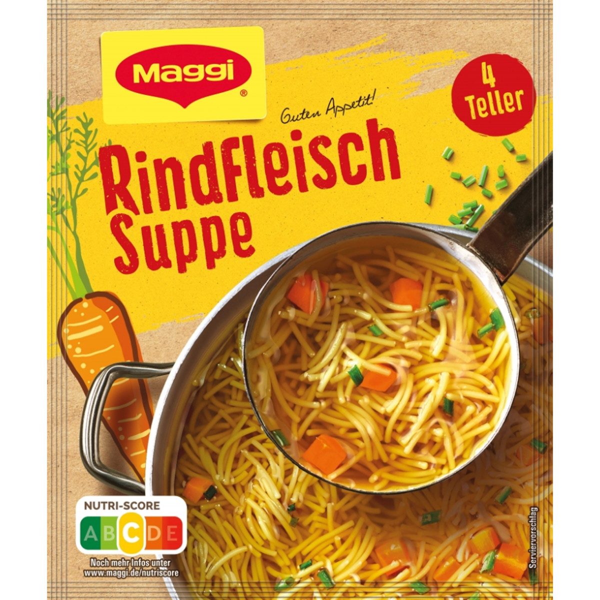MAGGI Fertiggericht, Maggi Guten Appetit Rindfleisch Suppe mit Nudeln und Gemüse 85g