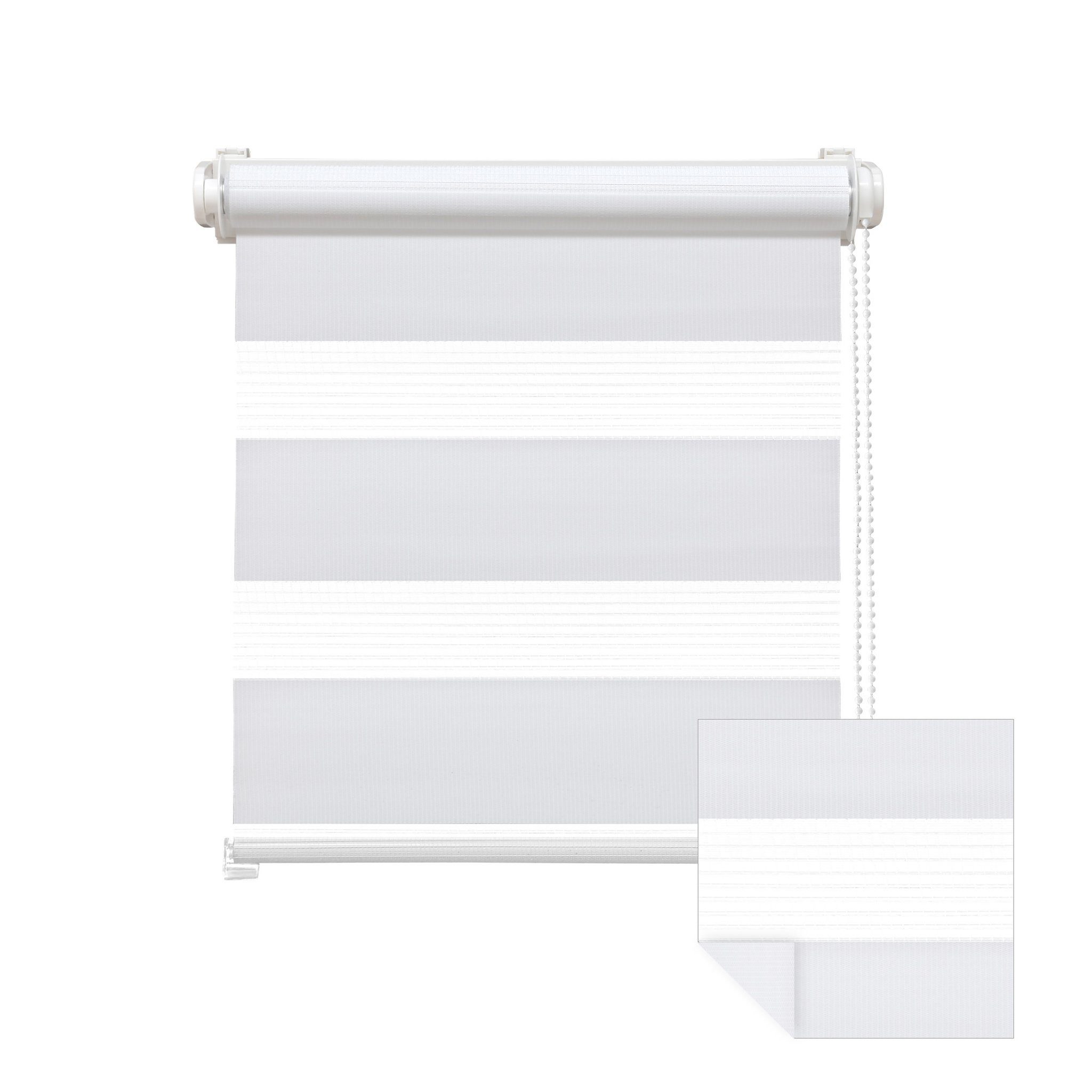Doppelrollo Zevra Doppelrollo / Duo Rollo, 35 x 160 cm, weiß, Victoria M., halbtransparent, ohne Bohren, freihängend, verschraubt, Feuchtraumgeeignet, Sichtschutz oder Durchsicht