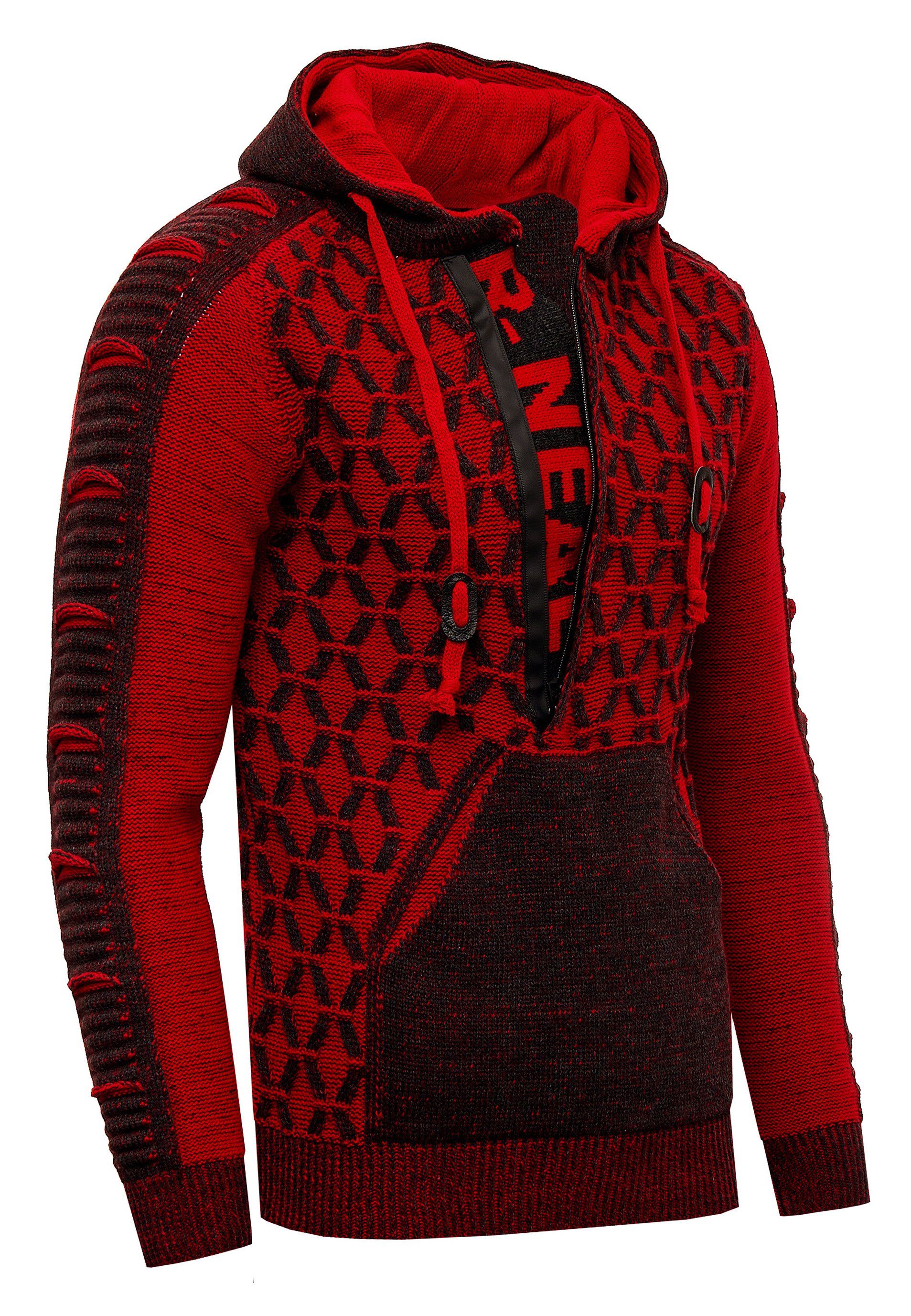 rot-anthrazit Neal Kapuzensweatshirt ausgefallenem Design Rusty in