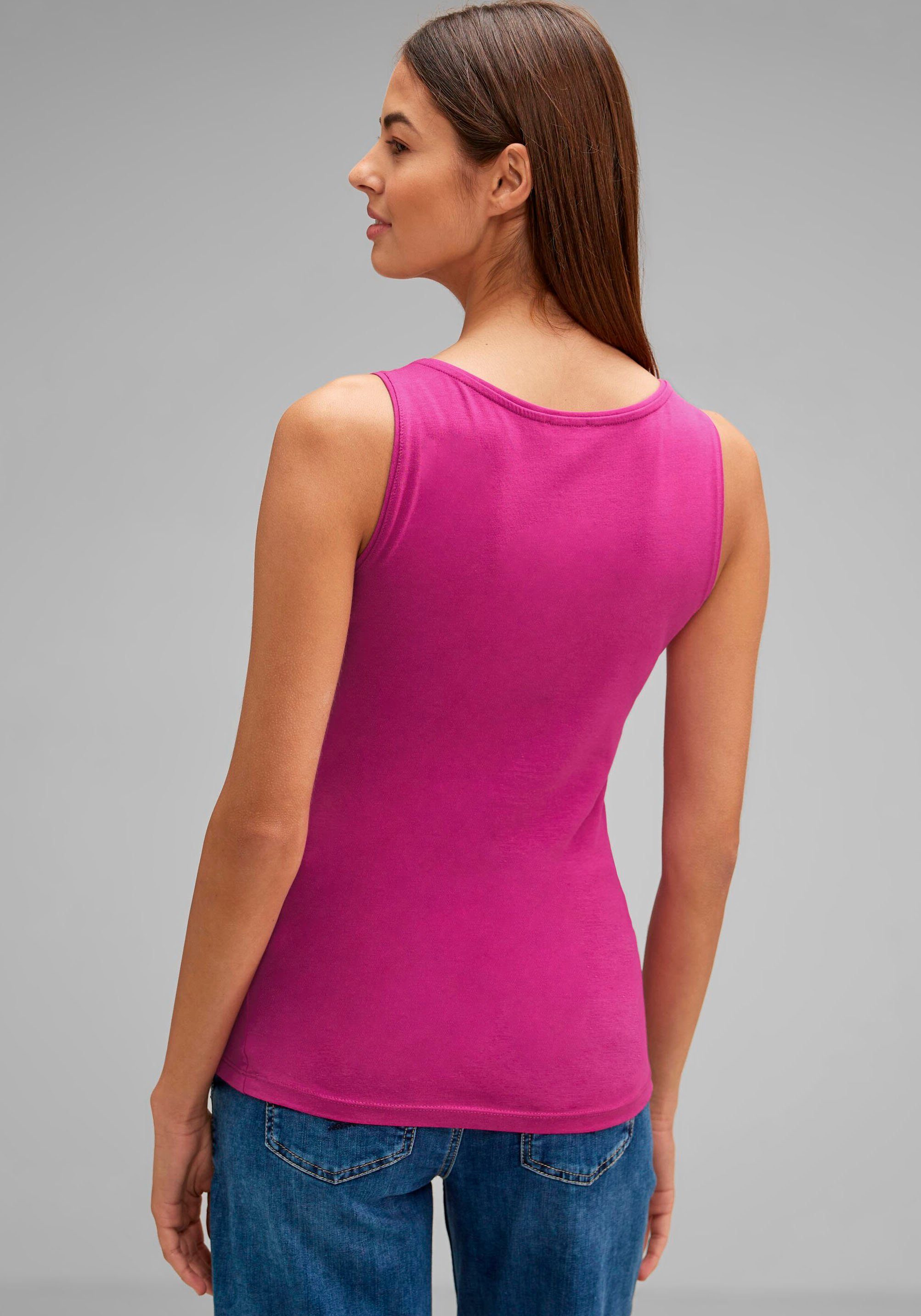 ONE cozy Rundhalsausschnitt Anni in Style mit Top Unifarbe pink STREET Tanktop