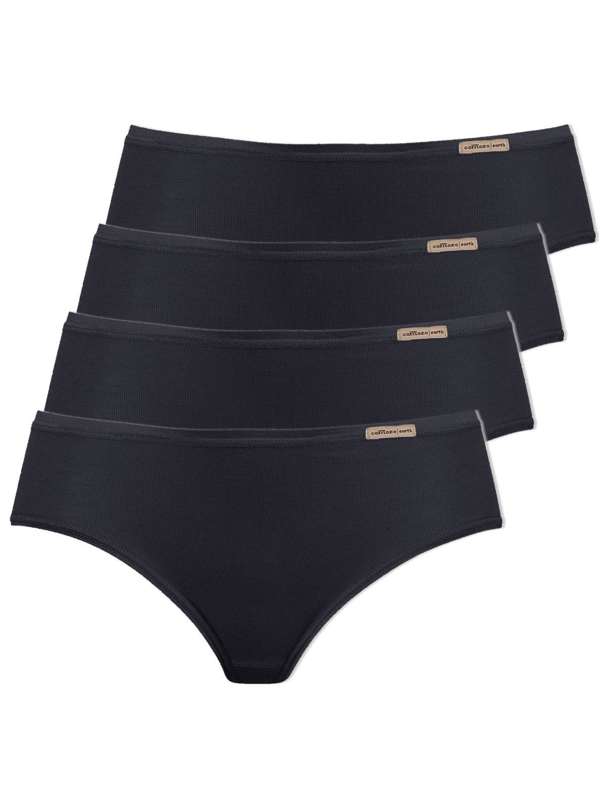 COMAZO Jazz-Pants Slips 4er Pack Damen Jazzpants aus Baumwolle (Spar-Set, 4-St) Vegan schwarz
