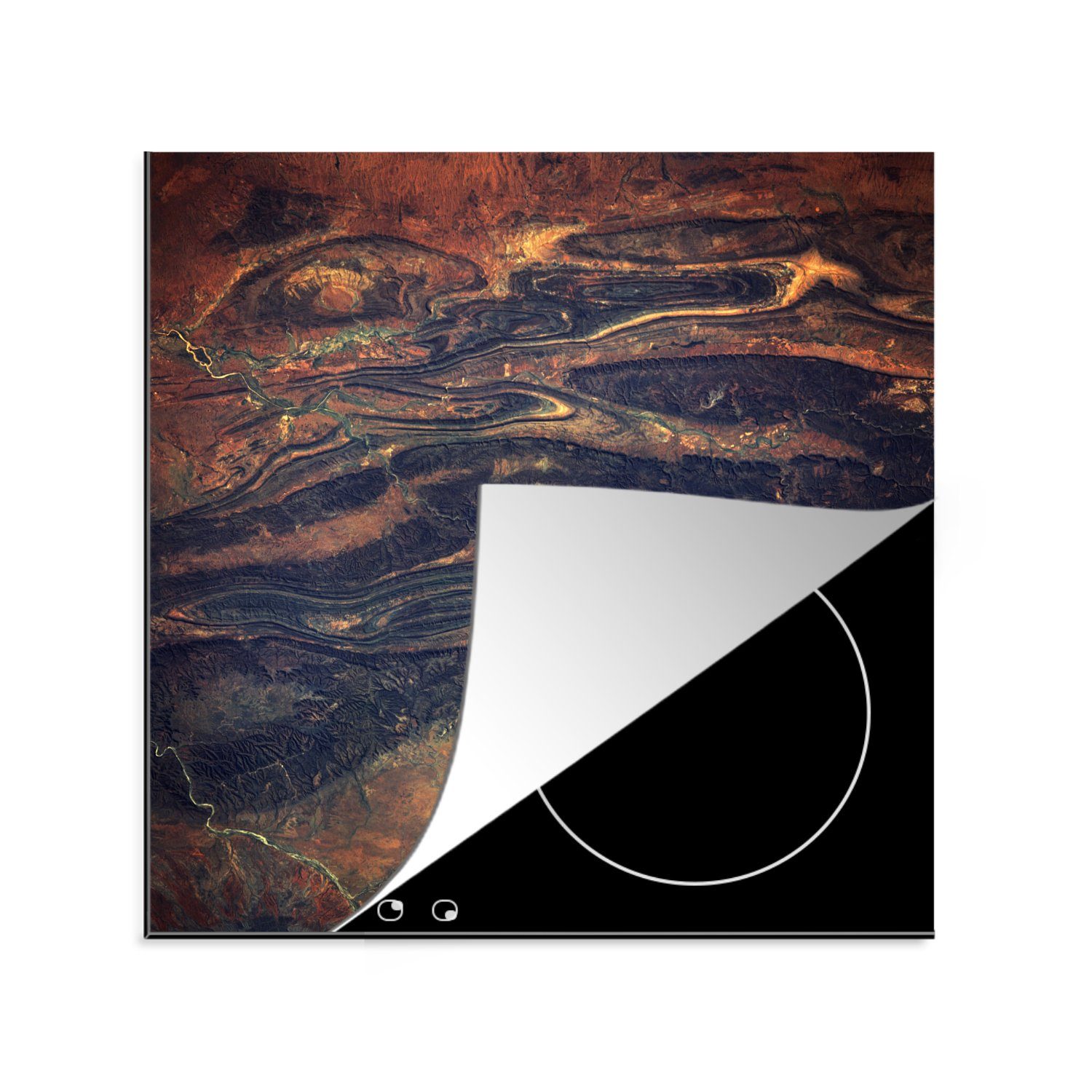 Landschaft, Vinyl, für 78x78 Arbeitsplatte küche Satellitenbild (1 der australischen Ceranfeldabdeckung, tlg), Herdblende-/Abdeckplatte MuchoWow cm,
