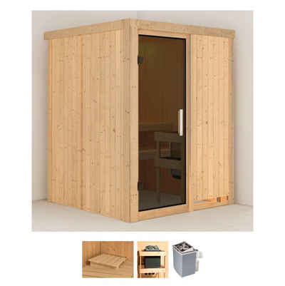 Karibu Sauna Norma, BxTxH: 151 x 151 x 198 cm, 68 mm, (Set) 4,5-kW-Ofen mit integrierter Steuerung