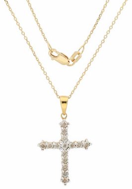 Firetti Kreuzkette Schmuck Geschenk Halsschmuck Halskette Silberkette Kreuz, mit Diamanten