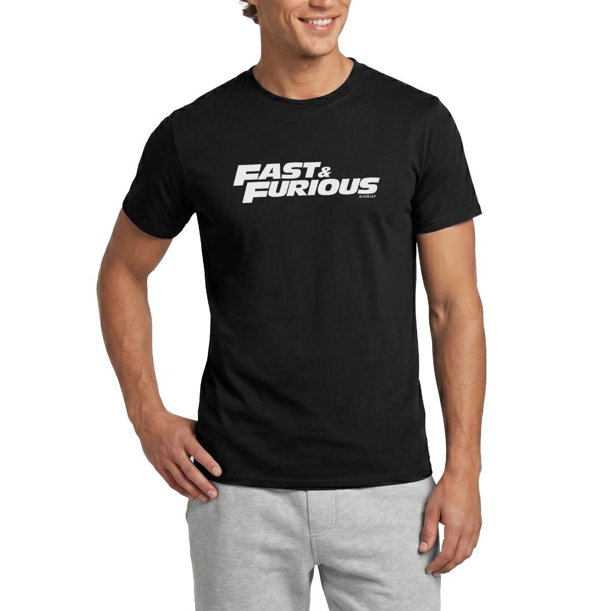 Spreadshirt T-Shirt Fast and Furious klassisches Logo weiß Männer T-Shirt (1-tlg)