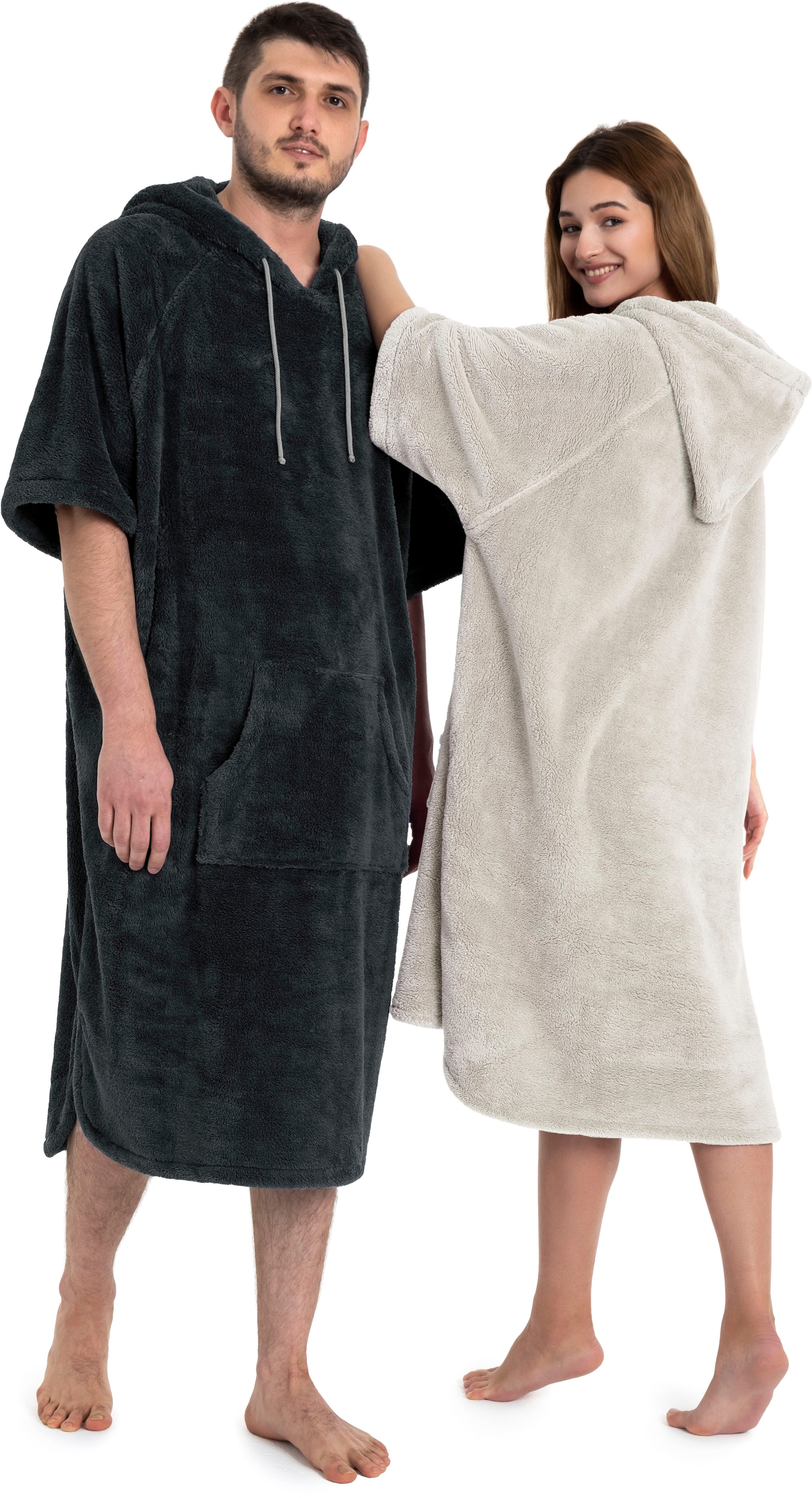 OTTO home Badeponcho Lillou, Surfponcho ideal für Sauna, Spa & im Urlaub, Langform, Microfaser, Kapuze, ohne, weich und kuschelig, plüsch, Fleece, Unisex, für Damen und Herren