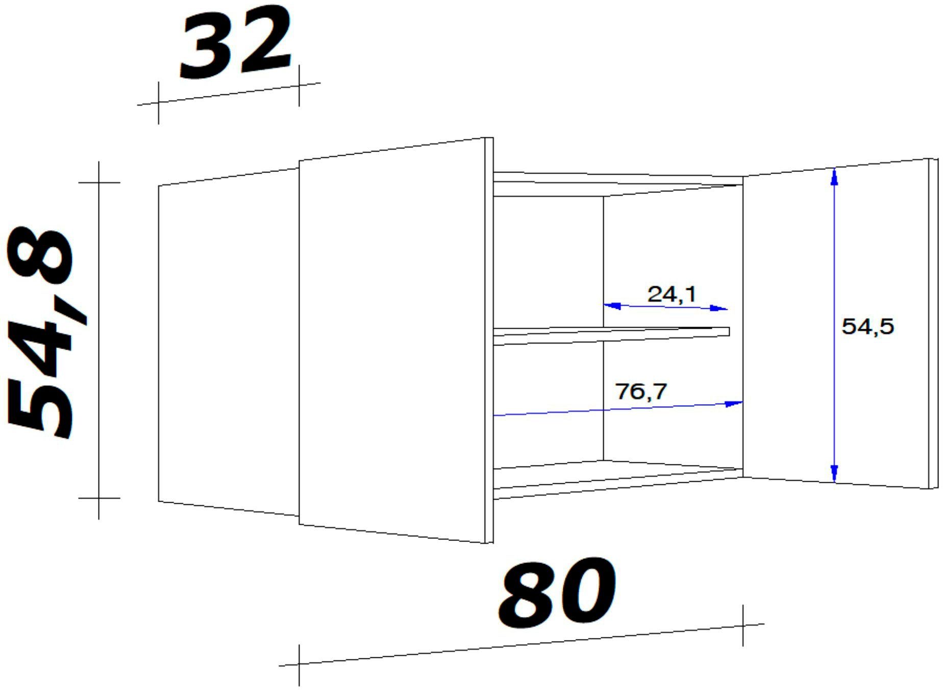 (B Flex-Well 80 T) Hängeschrank x Wito 32 cm x H x x 54,8